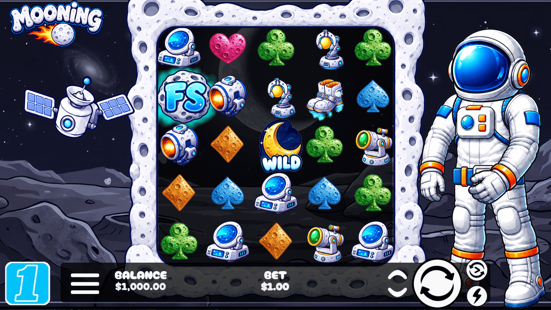 Mooning slot gameplay reels