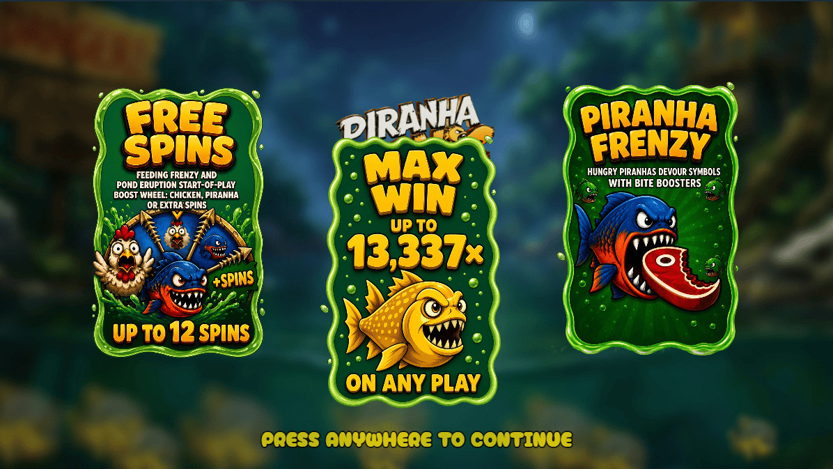 Piranha Panic slot intro screen