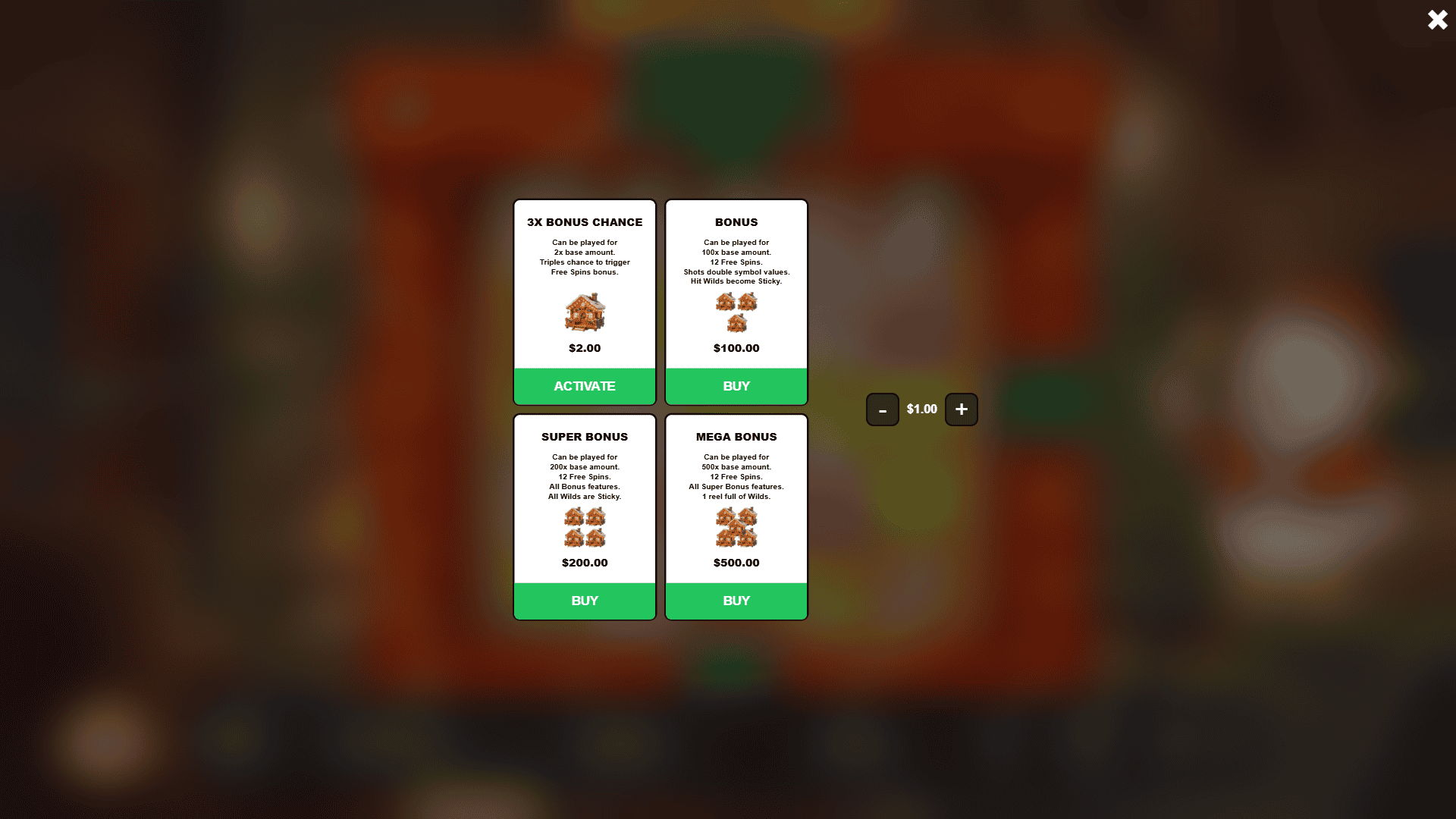 Duck Shots Christmas Edition bonus buy menu