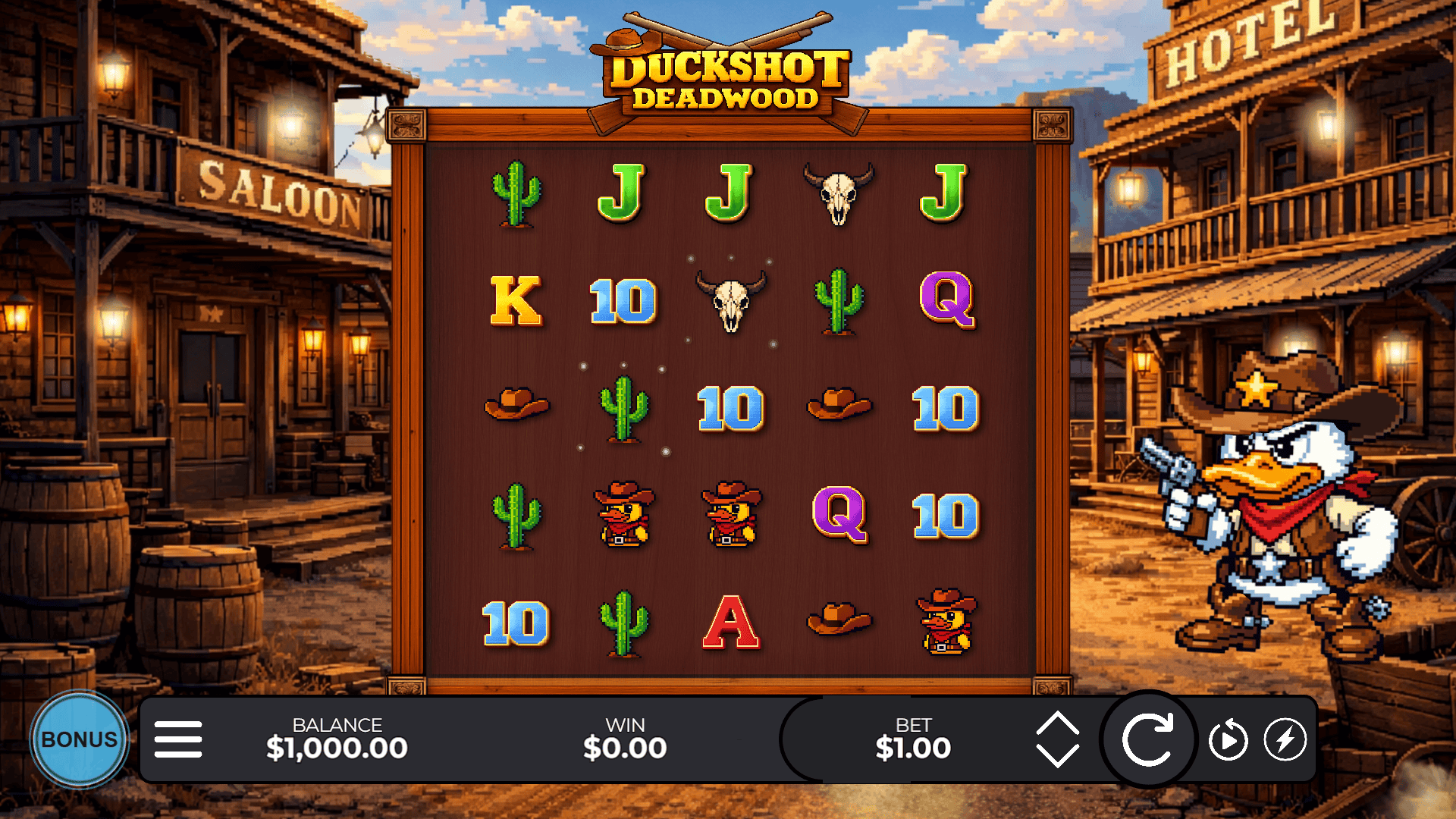Duckshot Deadwood slot gameplay reels
