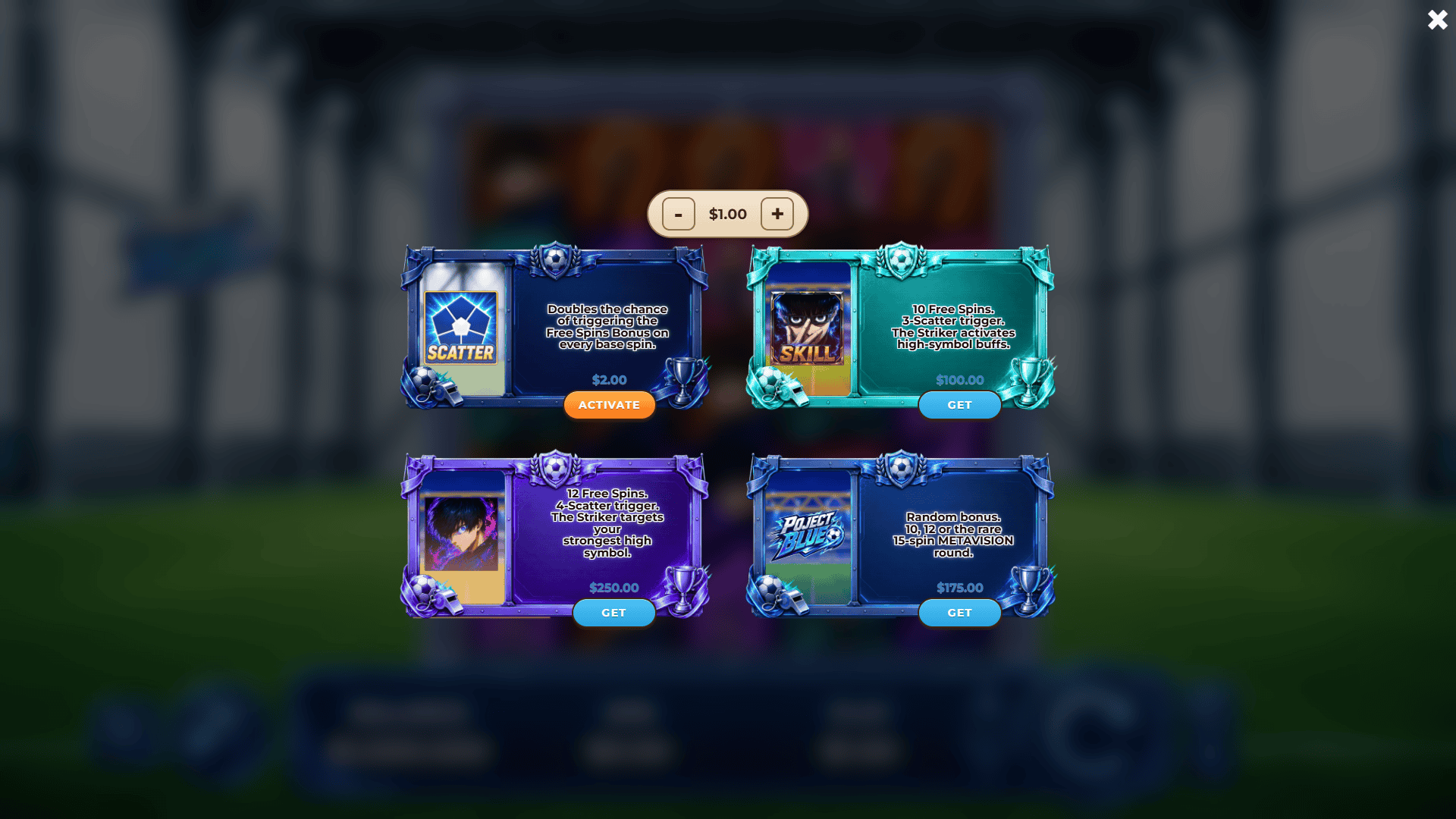 Project Blue bonus buy menu