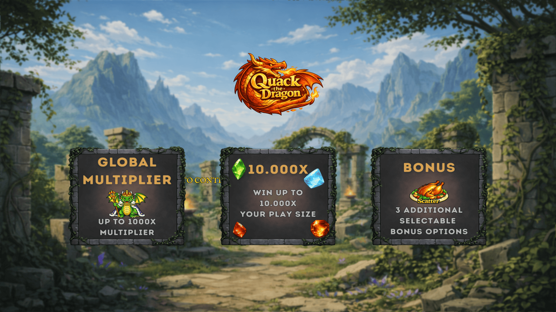 Quack the Dragon slot intro screen