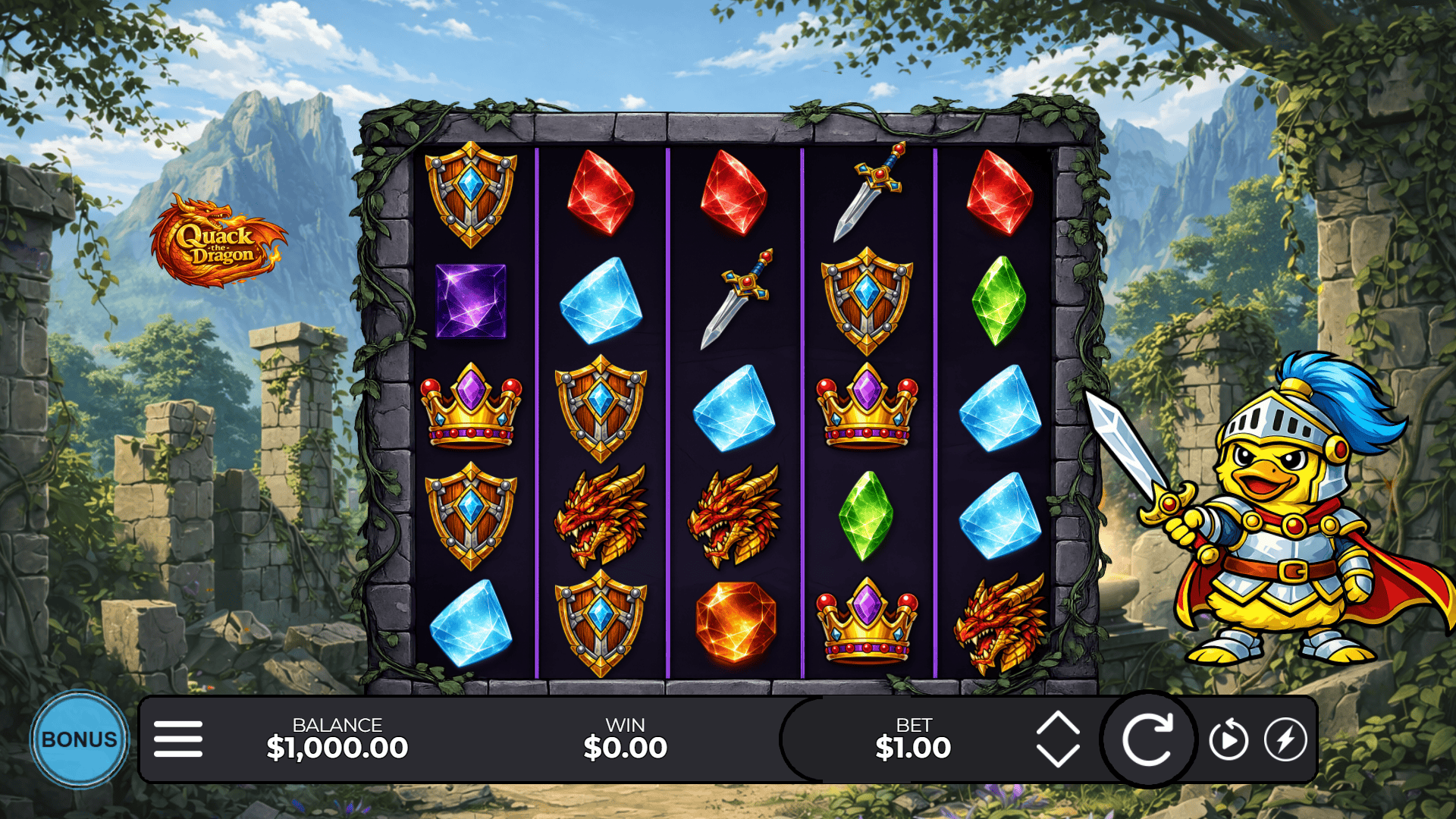 Quack the Dragon slot gameplay reels