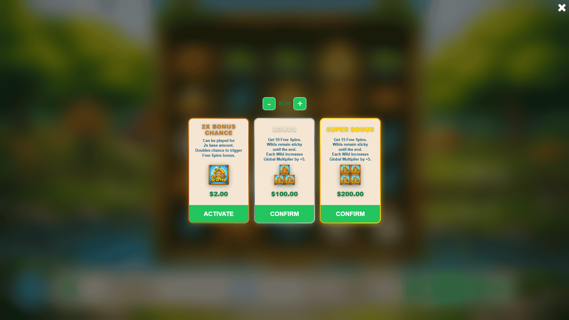 Stuck Duck bonus buy menu
