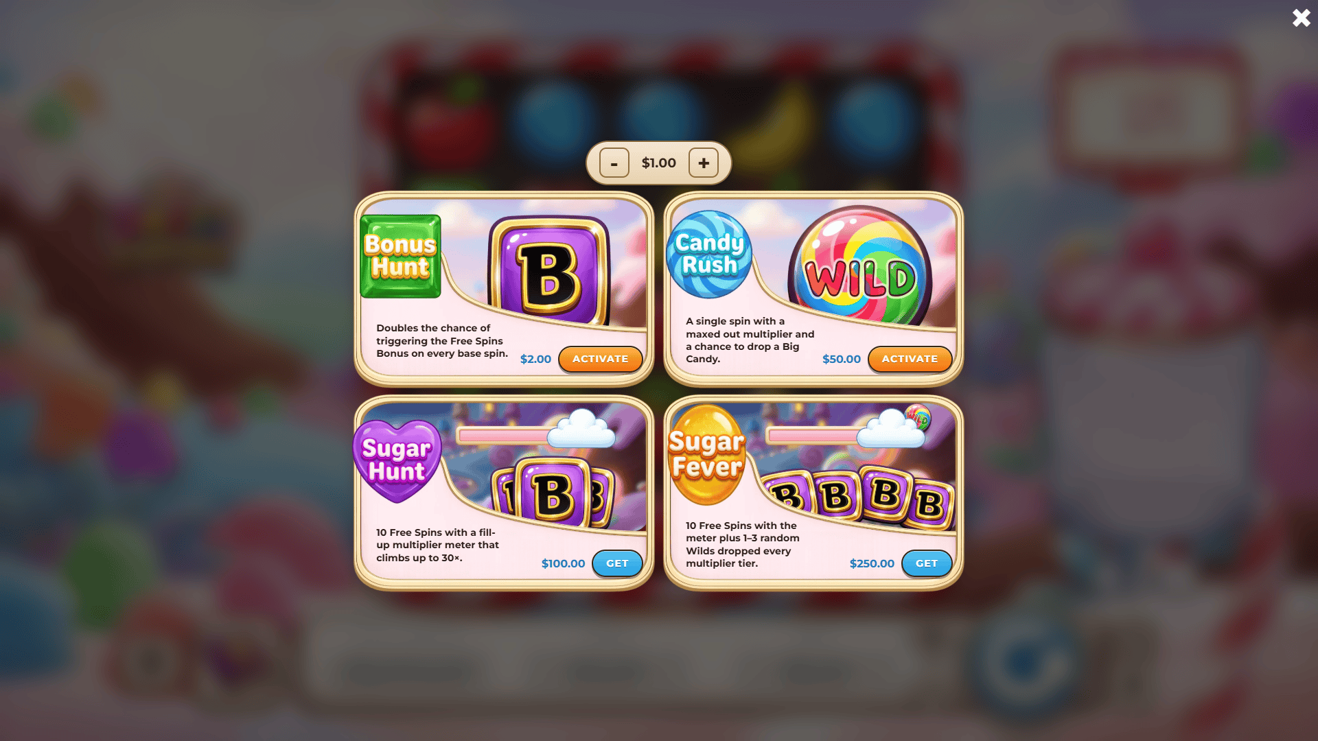 Sweet Empire bonus buy menu