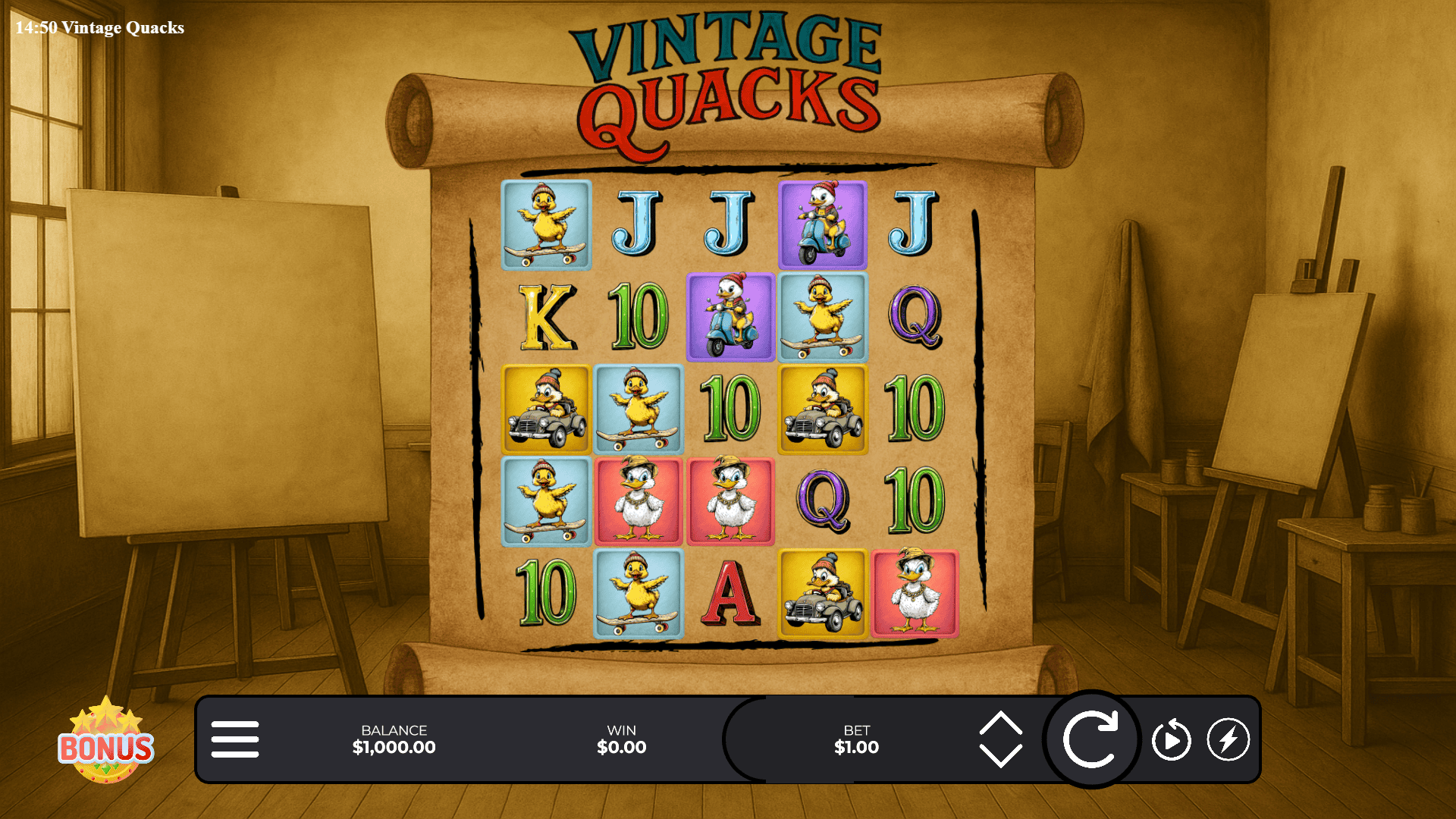 Vintage Quacks slot gameplay reels