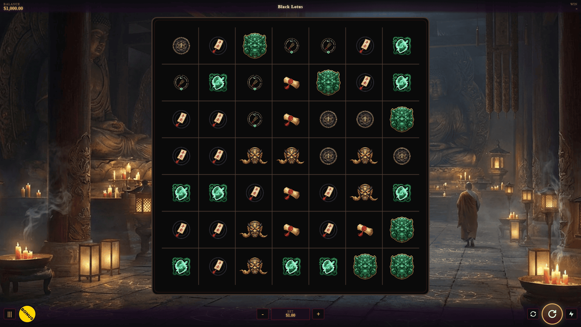 Black Lotus slot gameplay reels