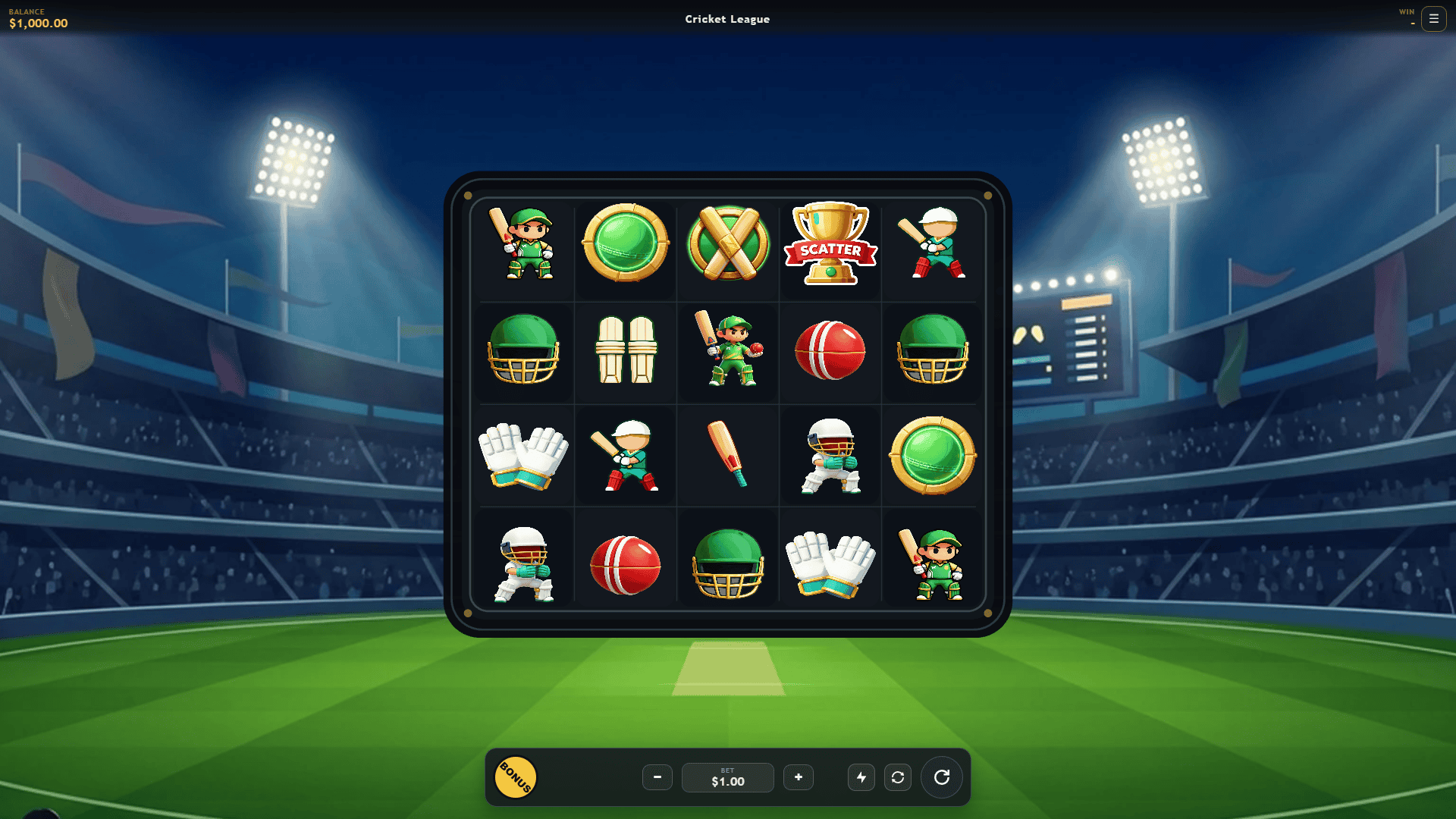 Cricket League slot gameplay reels