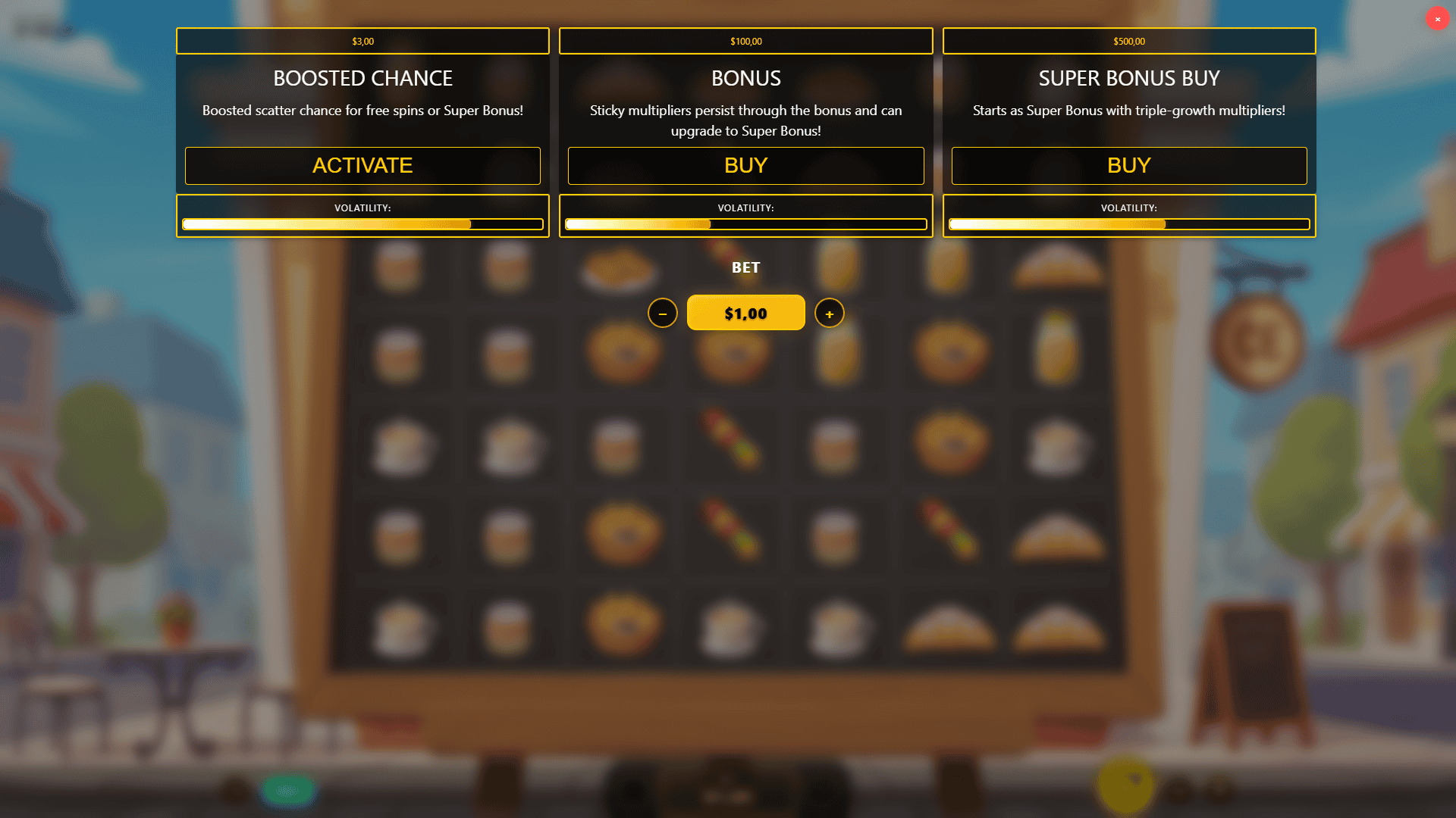 Dessert Rush bonus buy menu