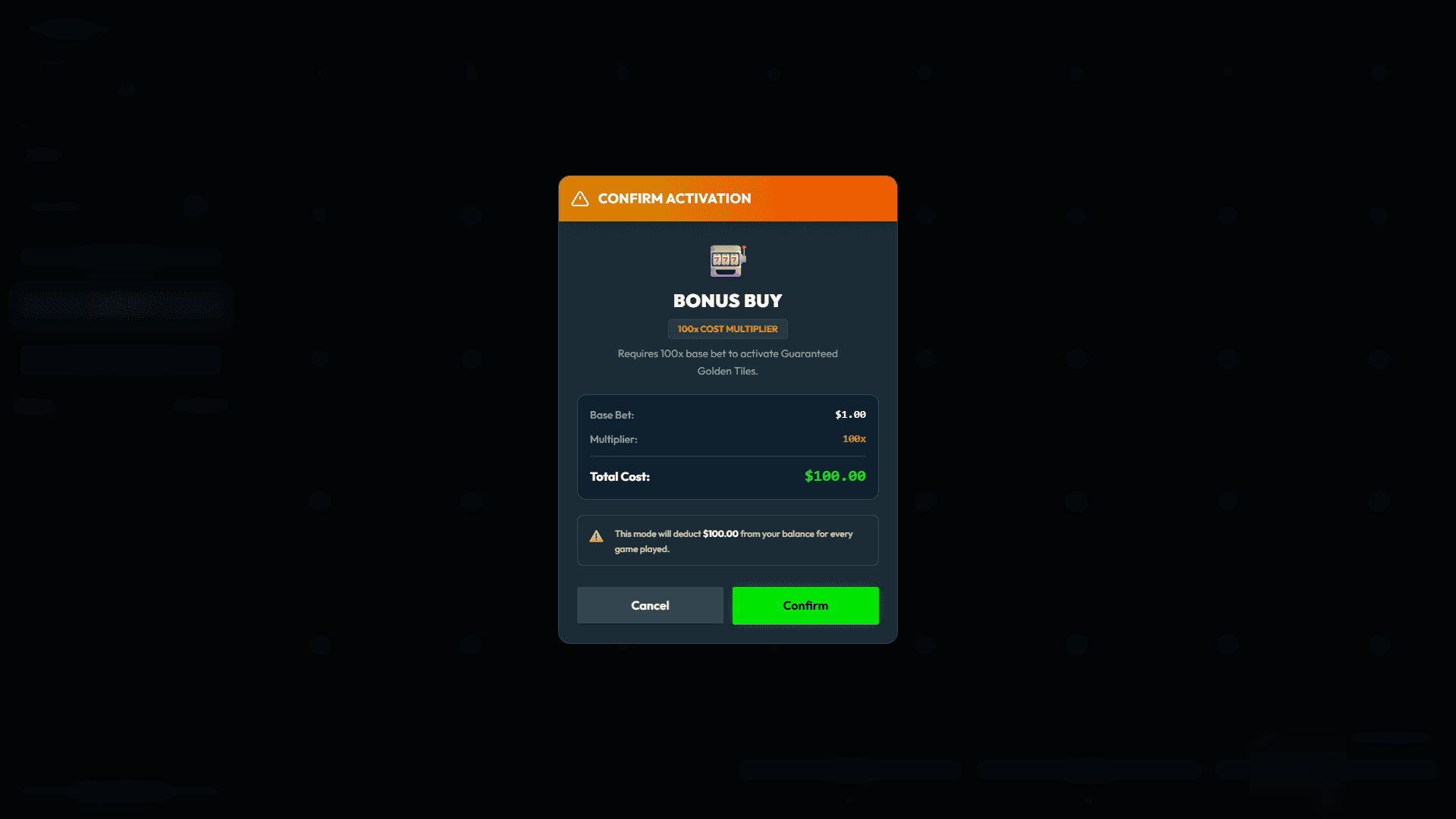 Extreme Keno bonus buy menu