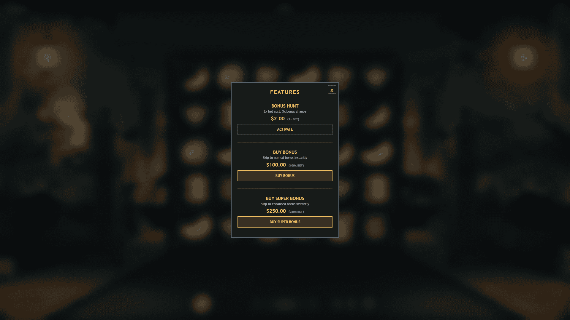 Punch bonus buy menu