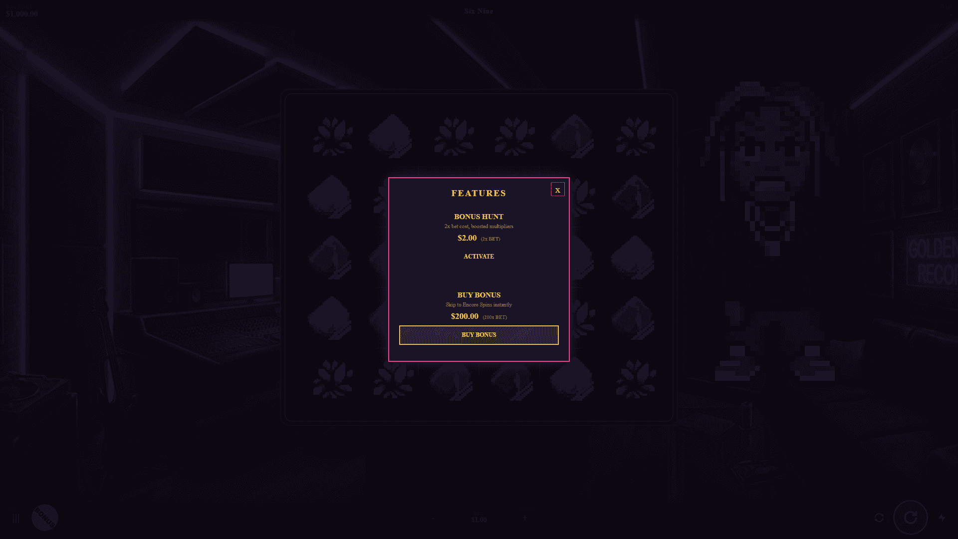 Six Nine bonus buy menu