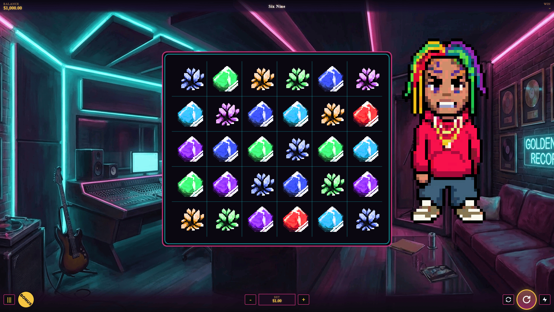 Six Nine slot gameplay reels
