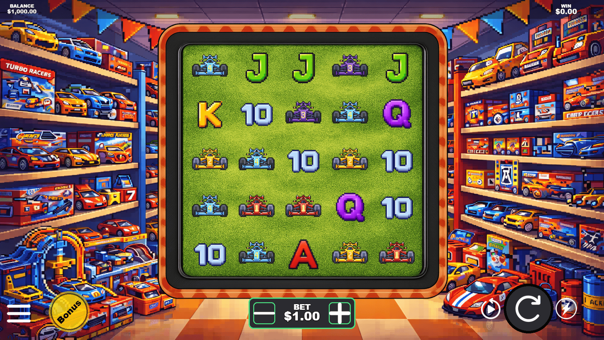 Toy Racing slot gameplay reels