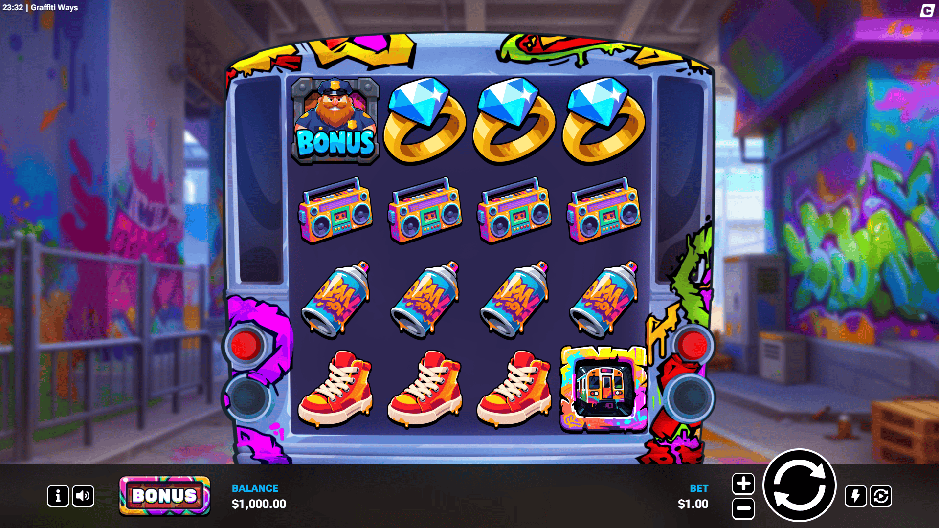 Graffiti Ways slot gameplay reels