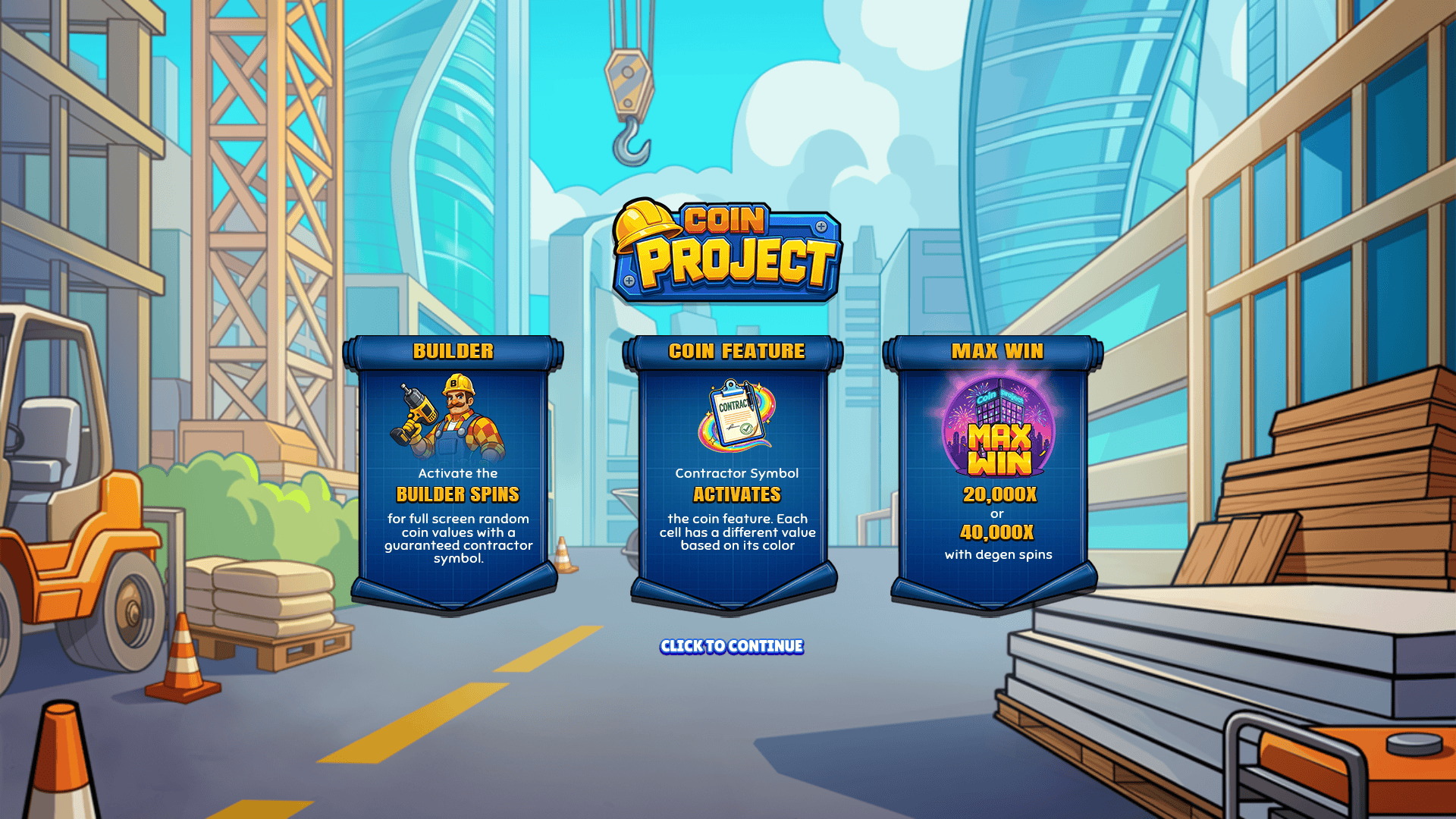 Coin Project slot intro screen