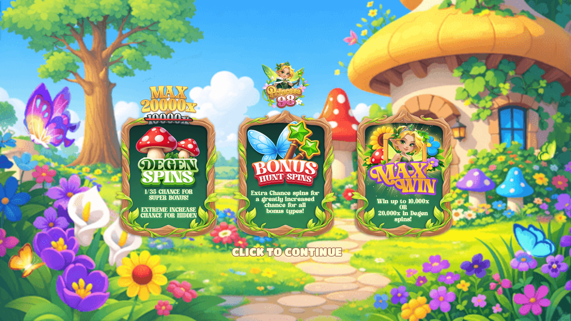 Princess 98 slot intro screen