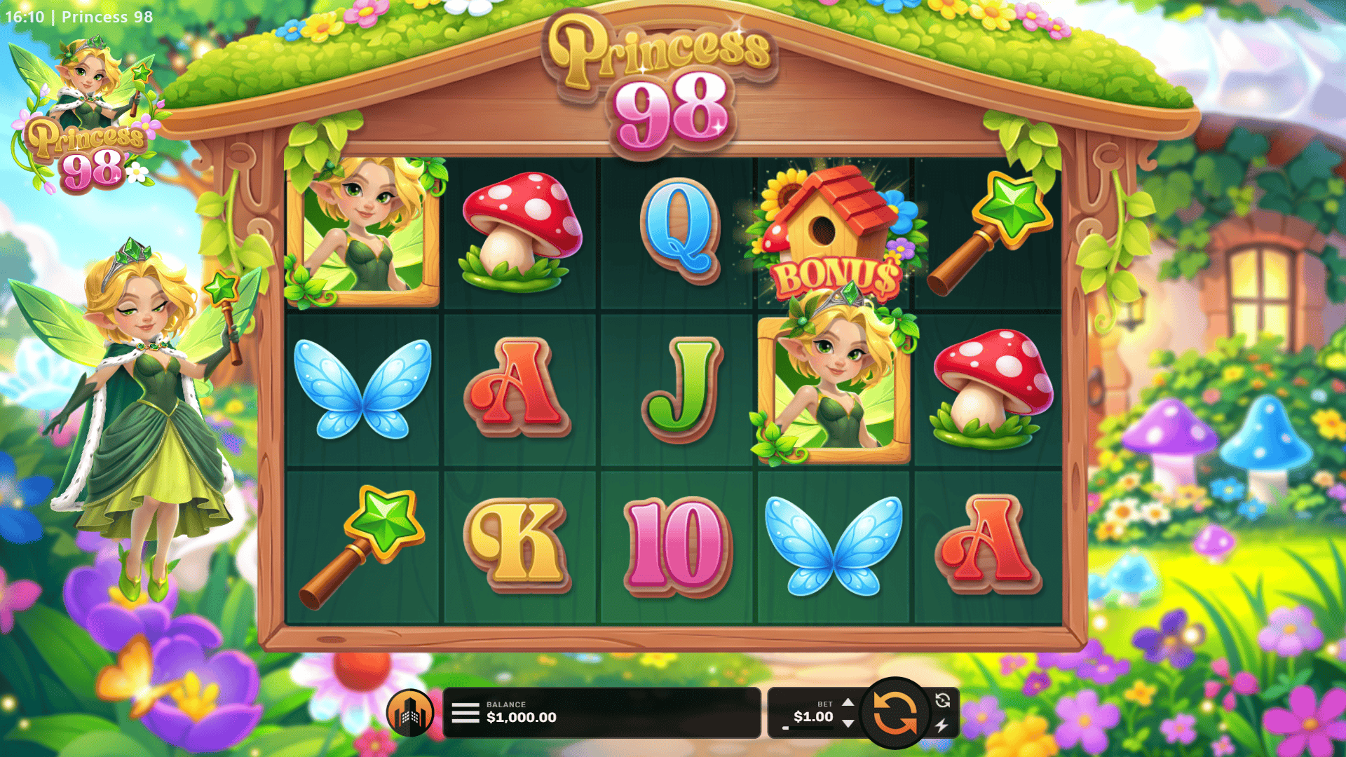 Princess 98 slot gameplay reels
