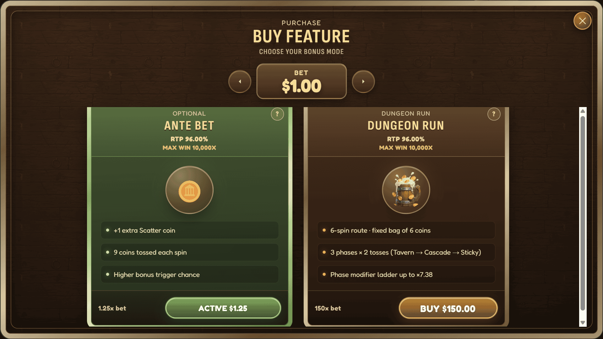 Coin Roguelike bonus buy menu