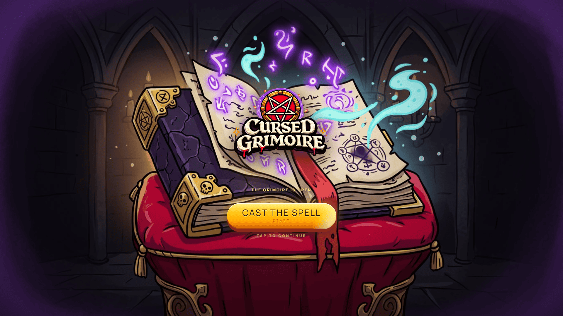 Cursed Grimoire slot intro screen