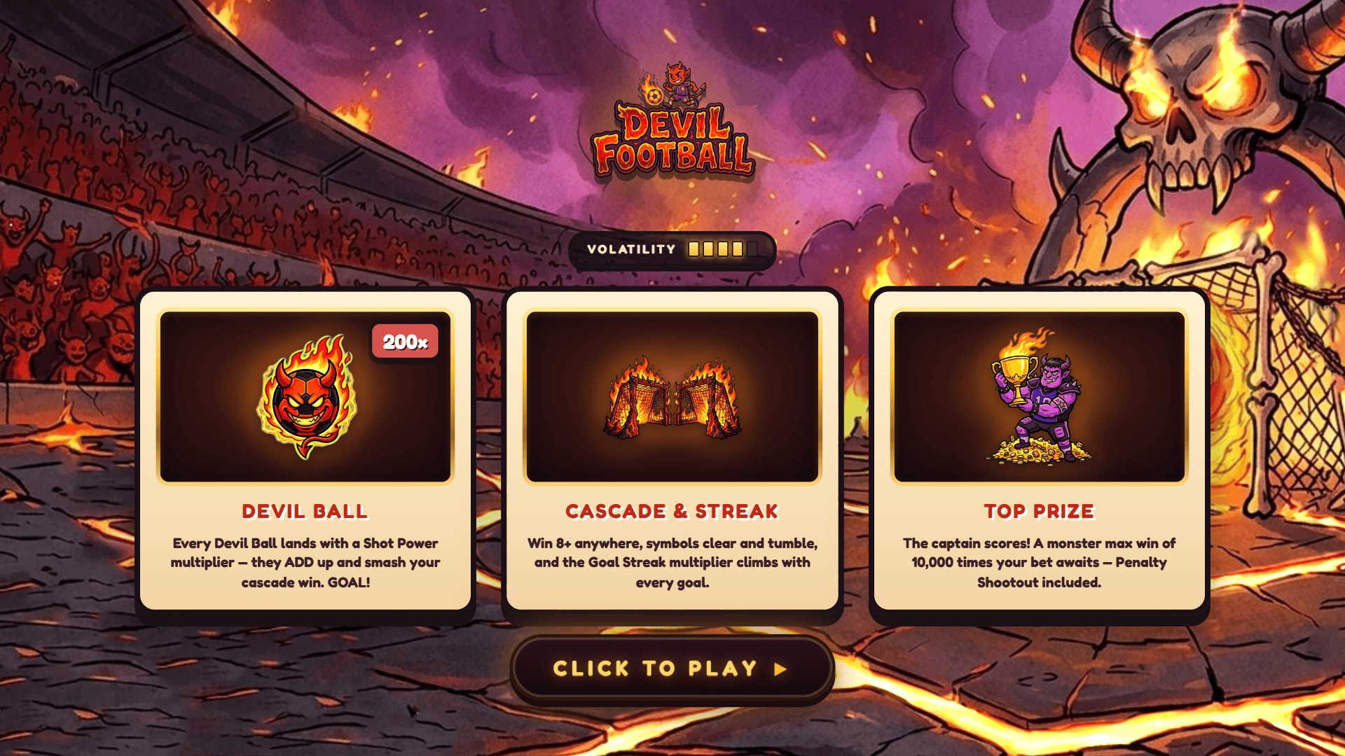 Devil Football slot intro screen