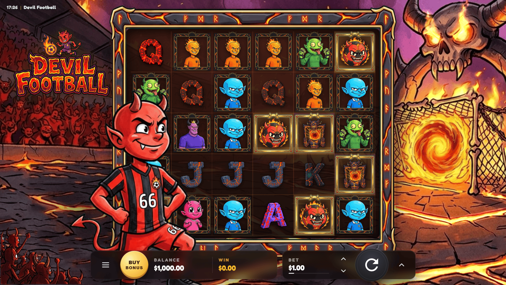 Devil Football slot gameplay reels