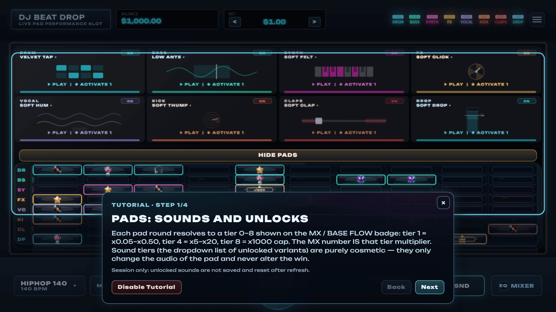 DJ Beat Drop slot gameplay reels