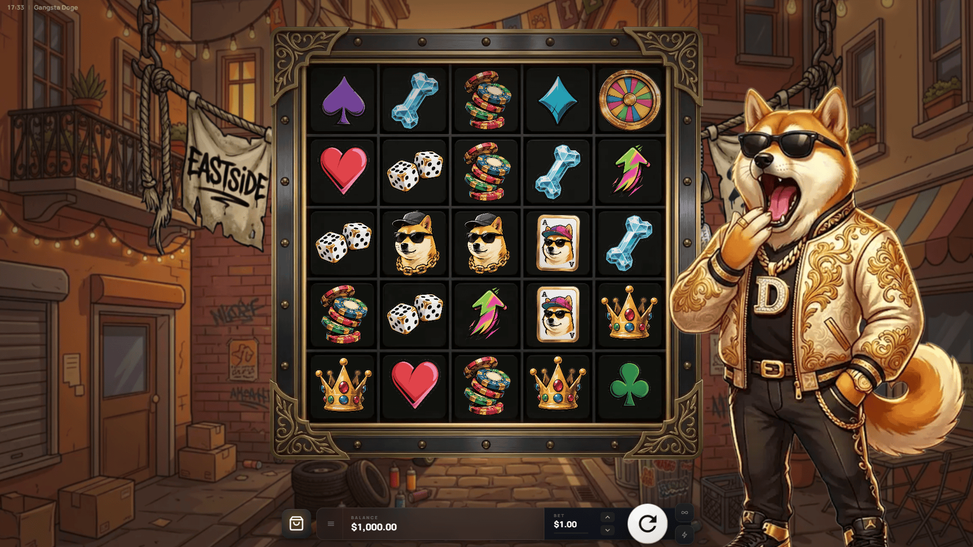 Gangsta Doge slot gameplay reels