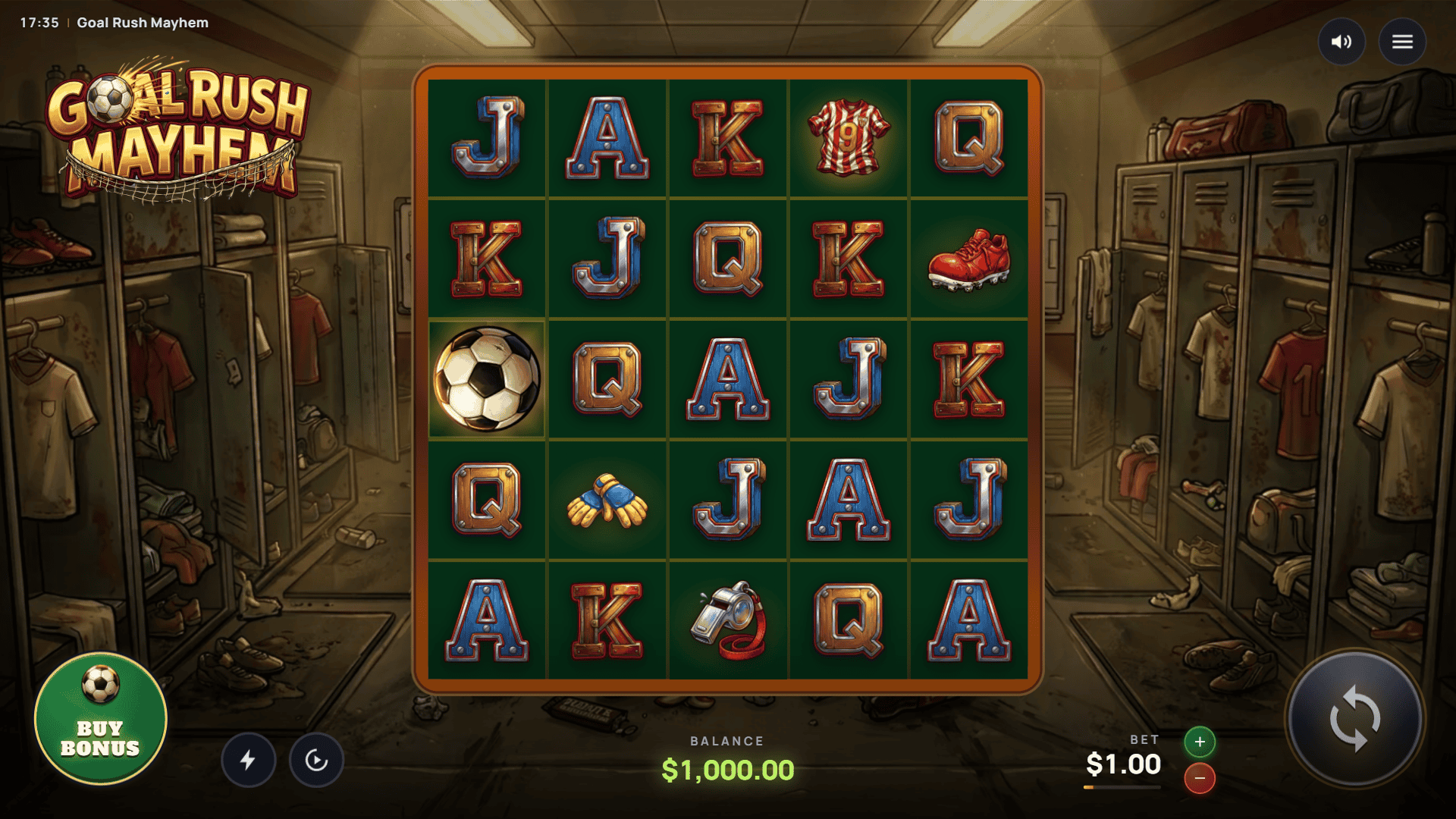Goal Rush slot gameplay reels
