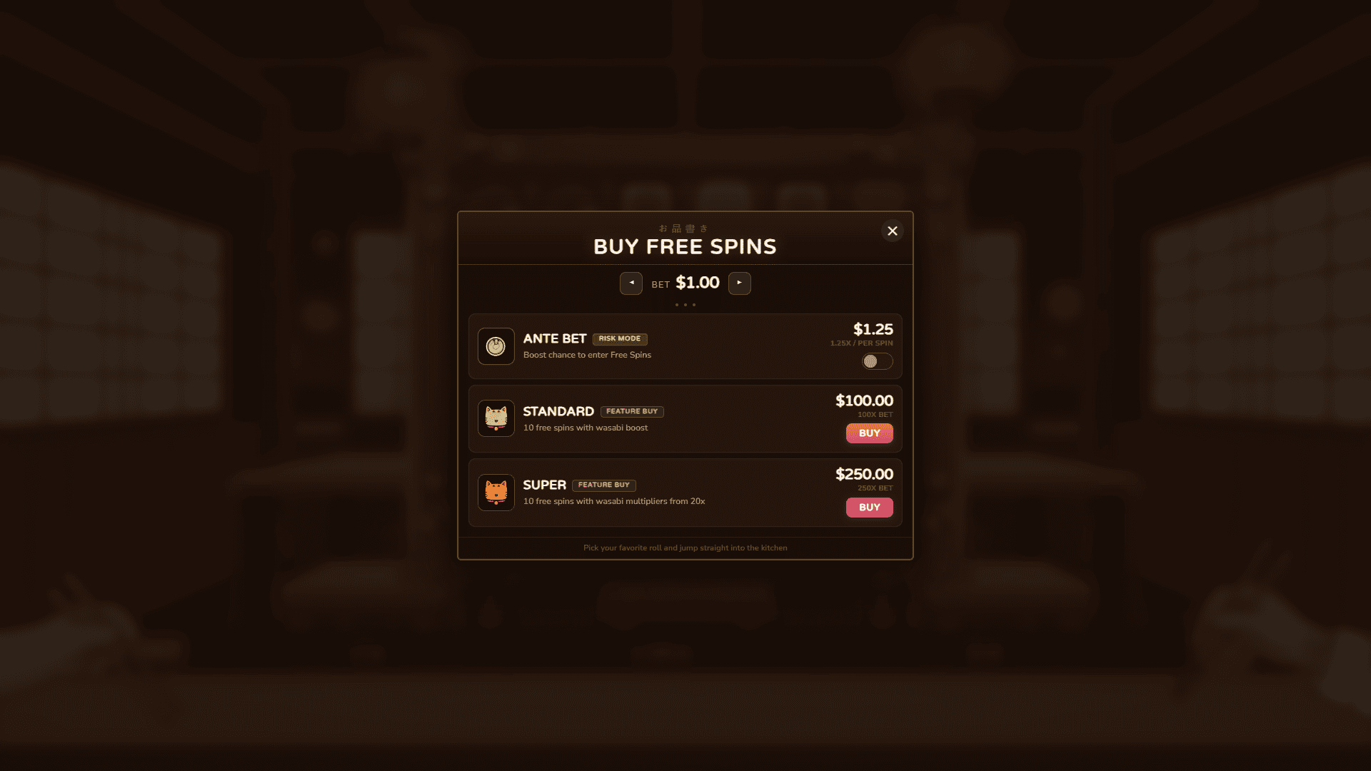 Kawaii Sushi 1000 bonus buy menu