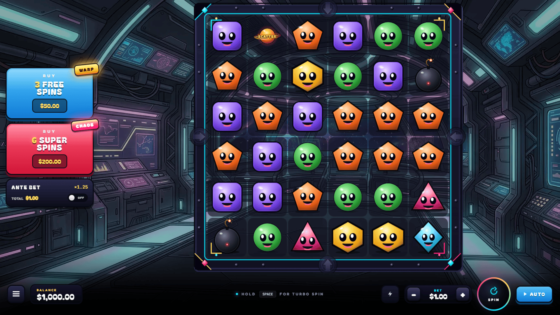 Reverse Cascade slot gameplay reels