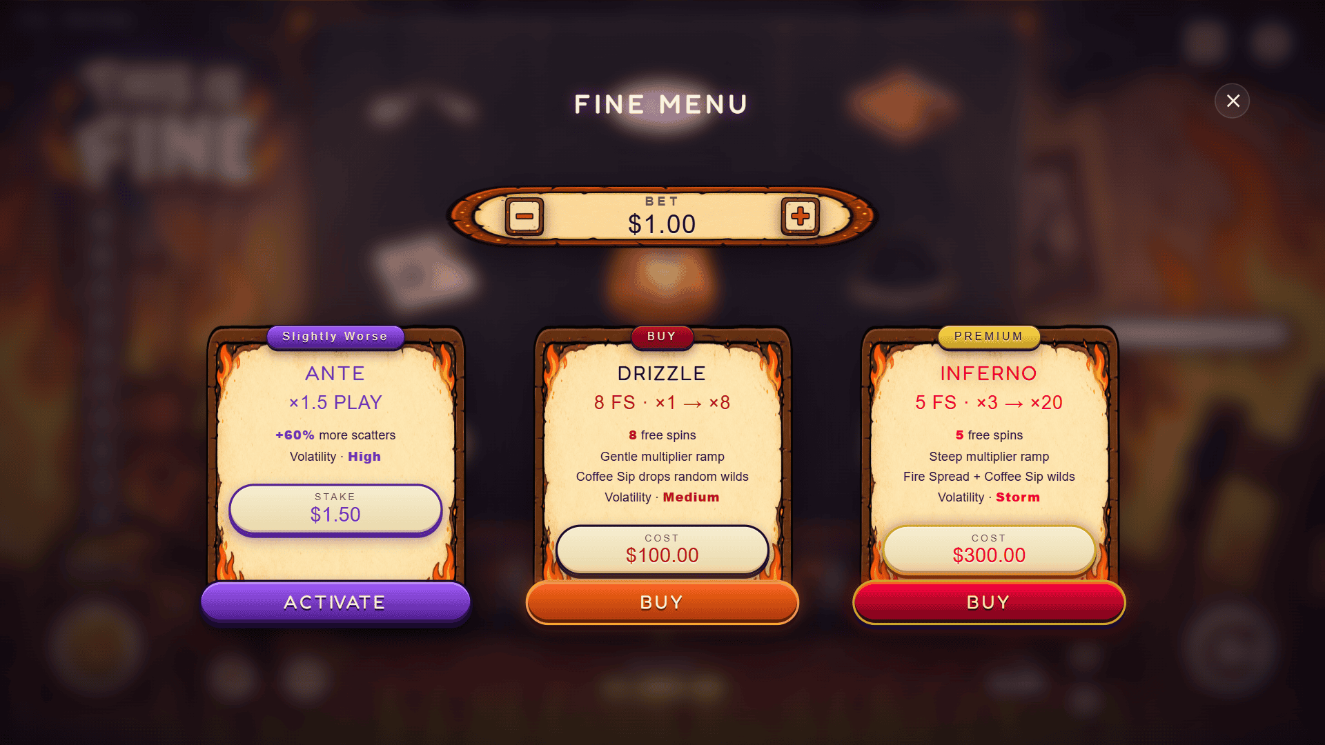 This is Fine bonus buy menu