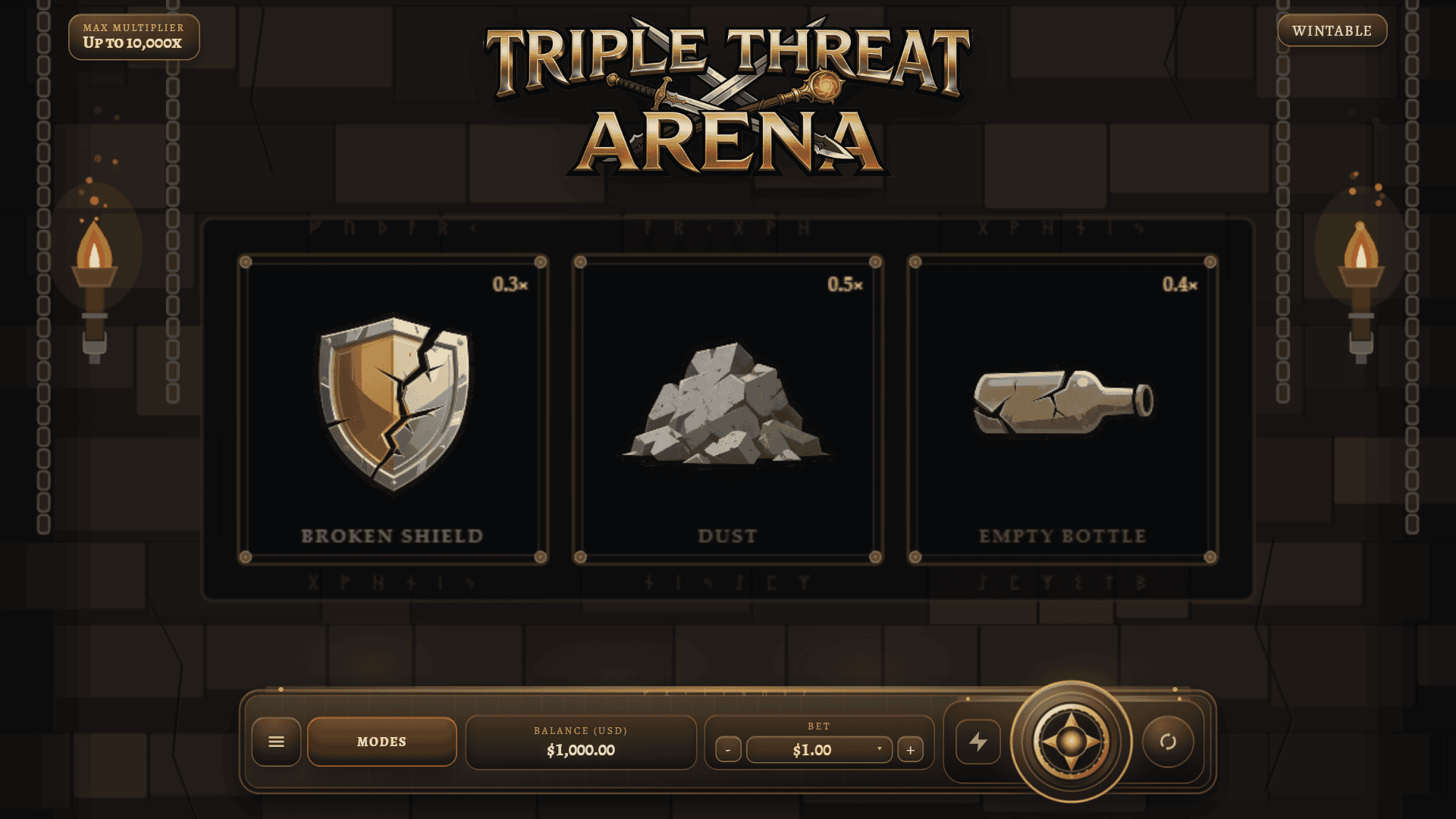 Triple Threat Arena slot gameplay reels