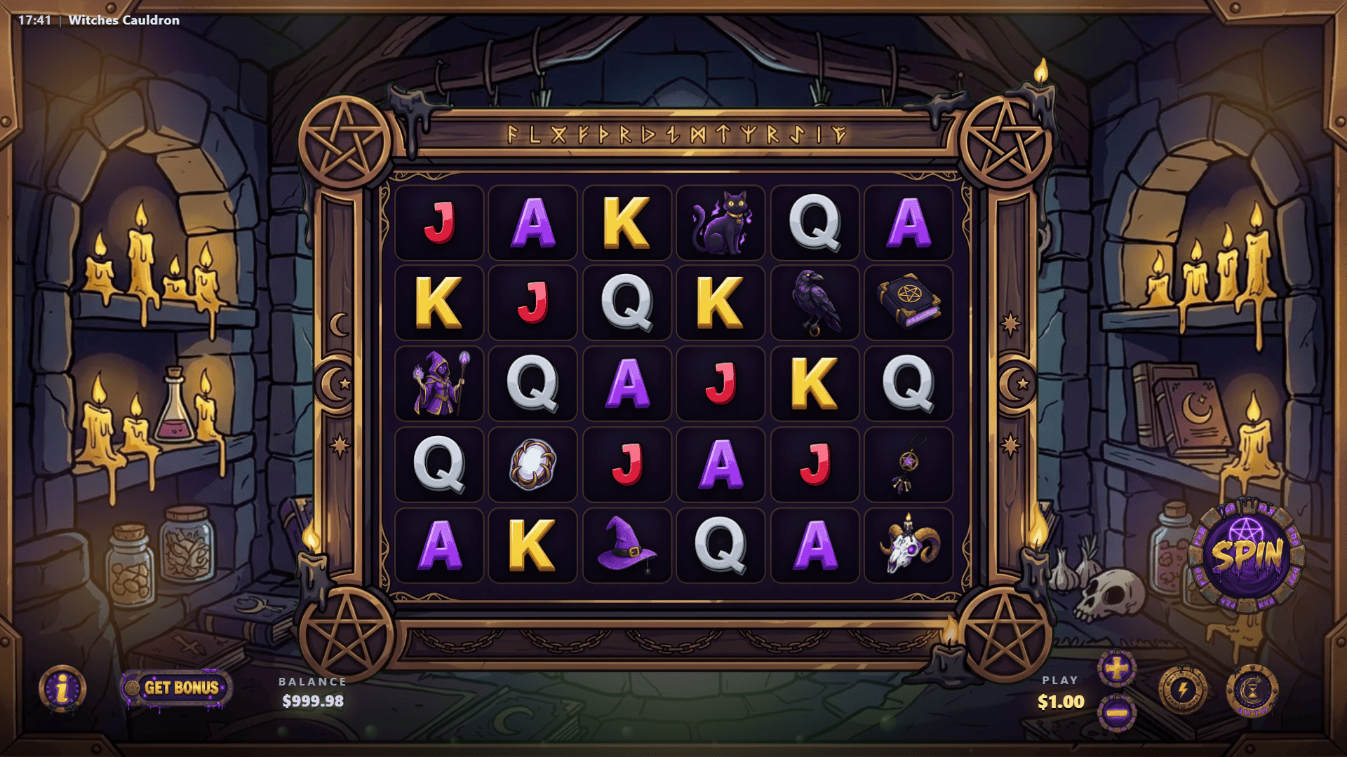 Witches Cauldron slot gameplay reels