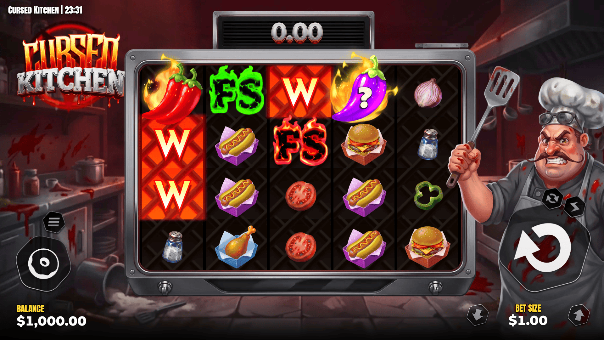 Cursed Kitchen slot gameplay reels