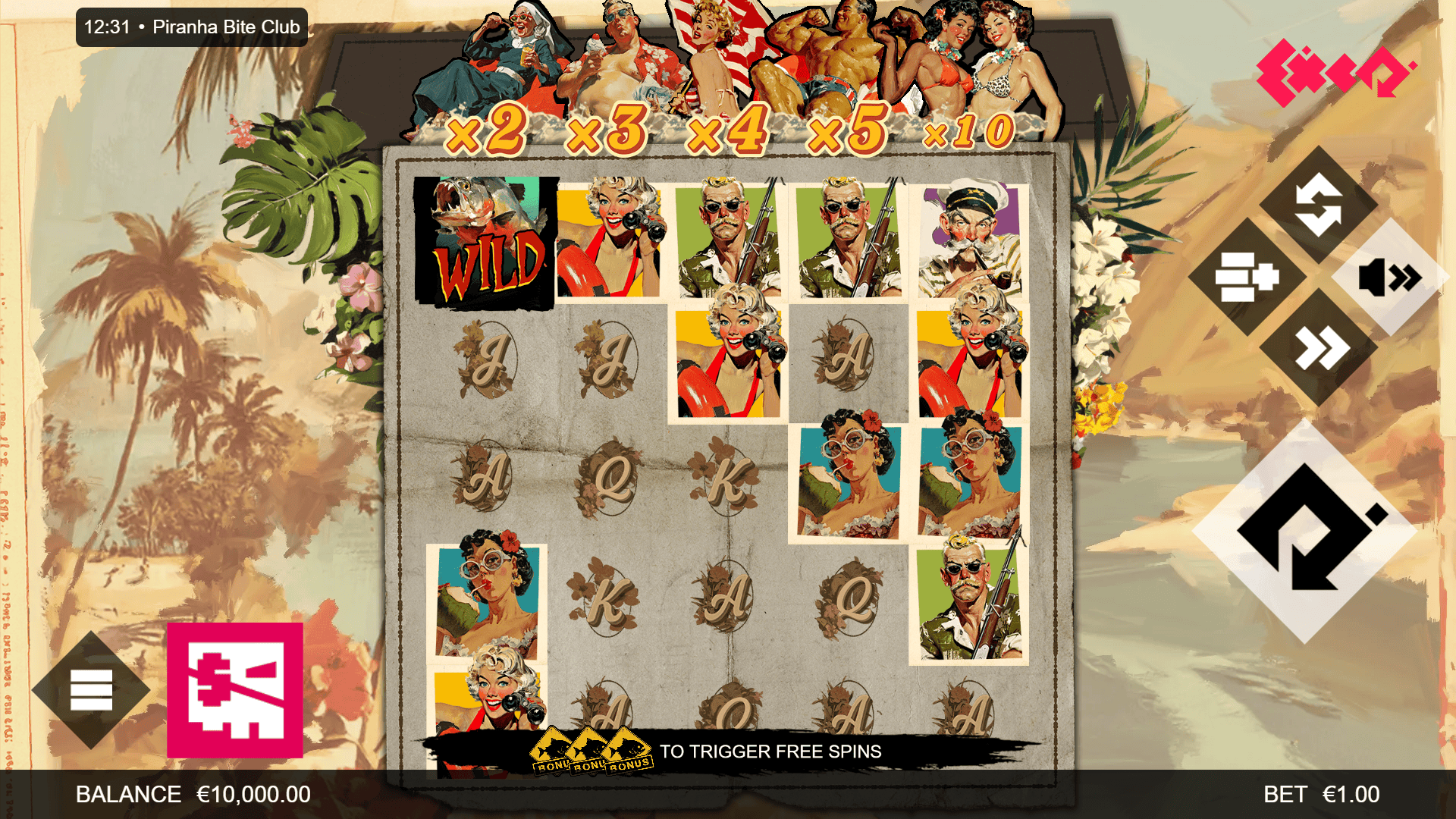 Piranha Bite Club slot gameplay reels