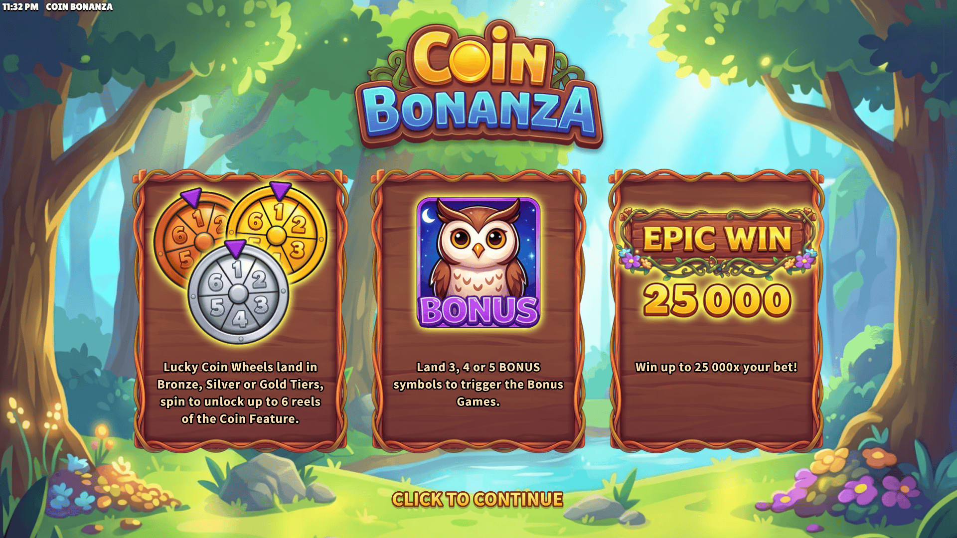 Coin Bonanza slot intro screen