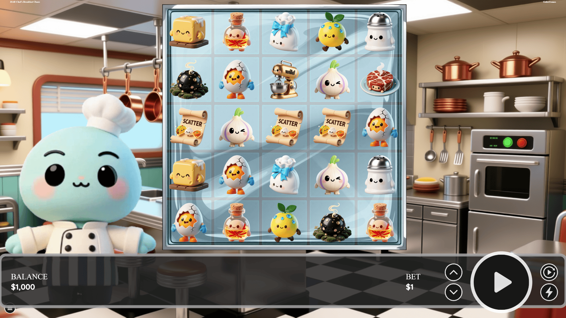 Chef's Breakfast Chaos slot gameplay reels