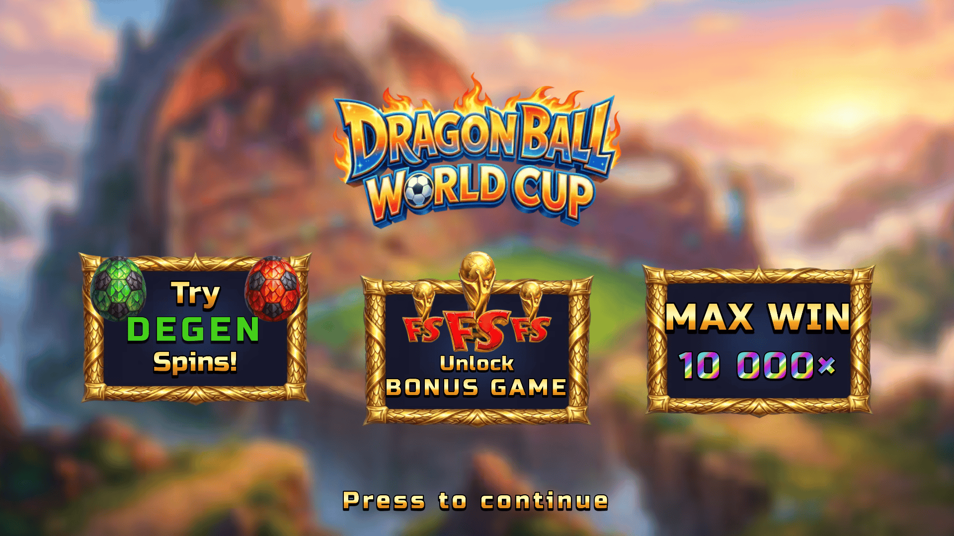 Dragon Ball World Cup slot intro screen