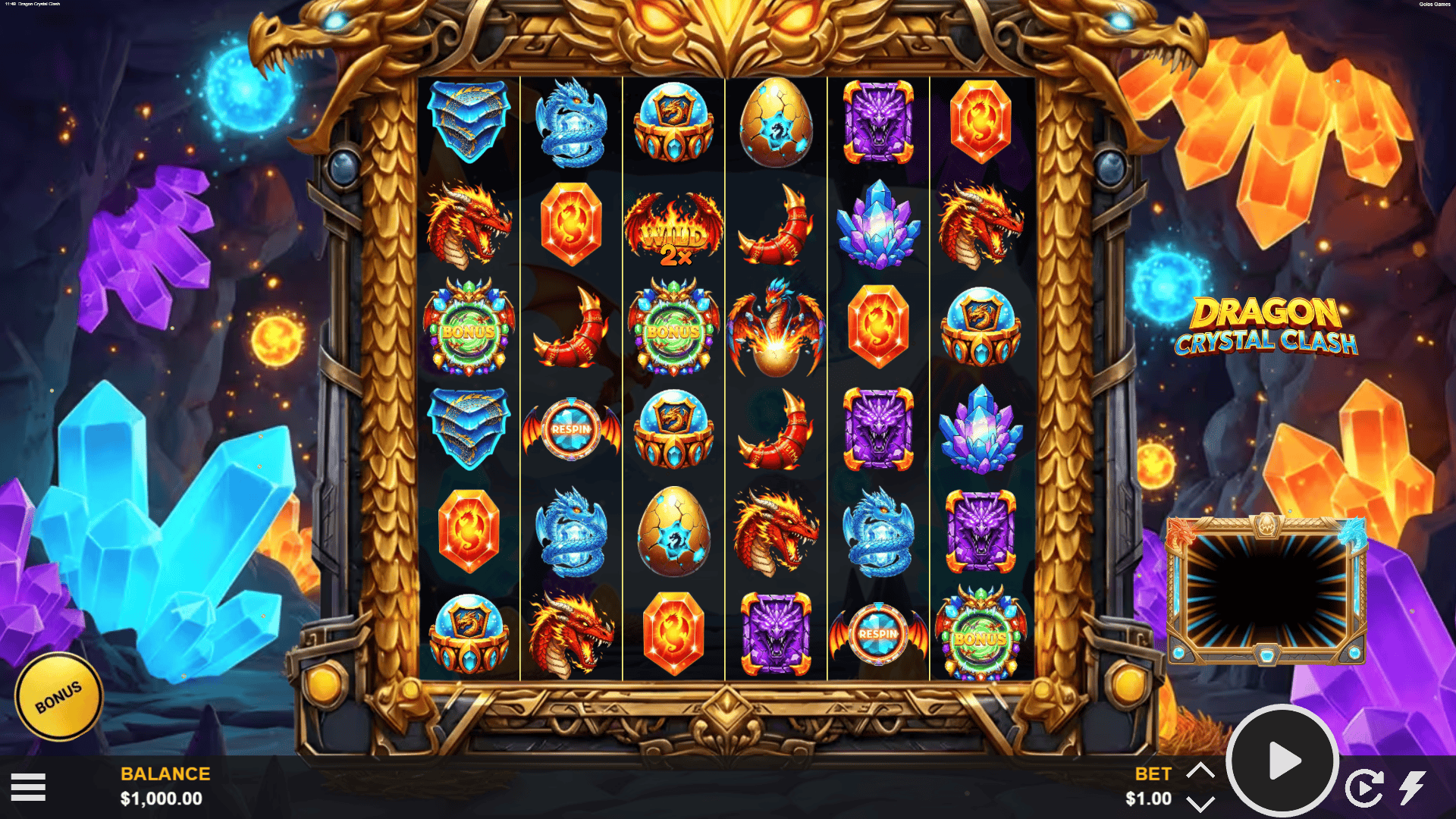 Dragon Crystal Clash slot gameplay reels
