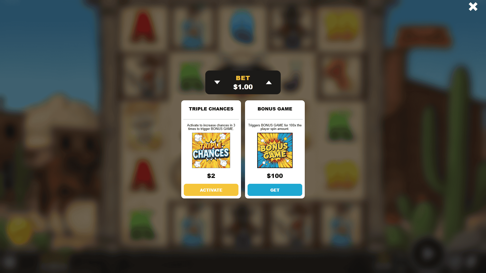 Dynamite Desperados bonus buy menu