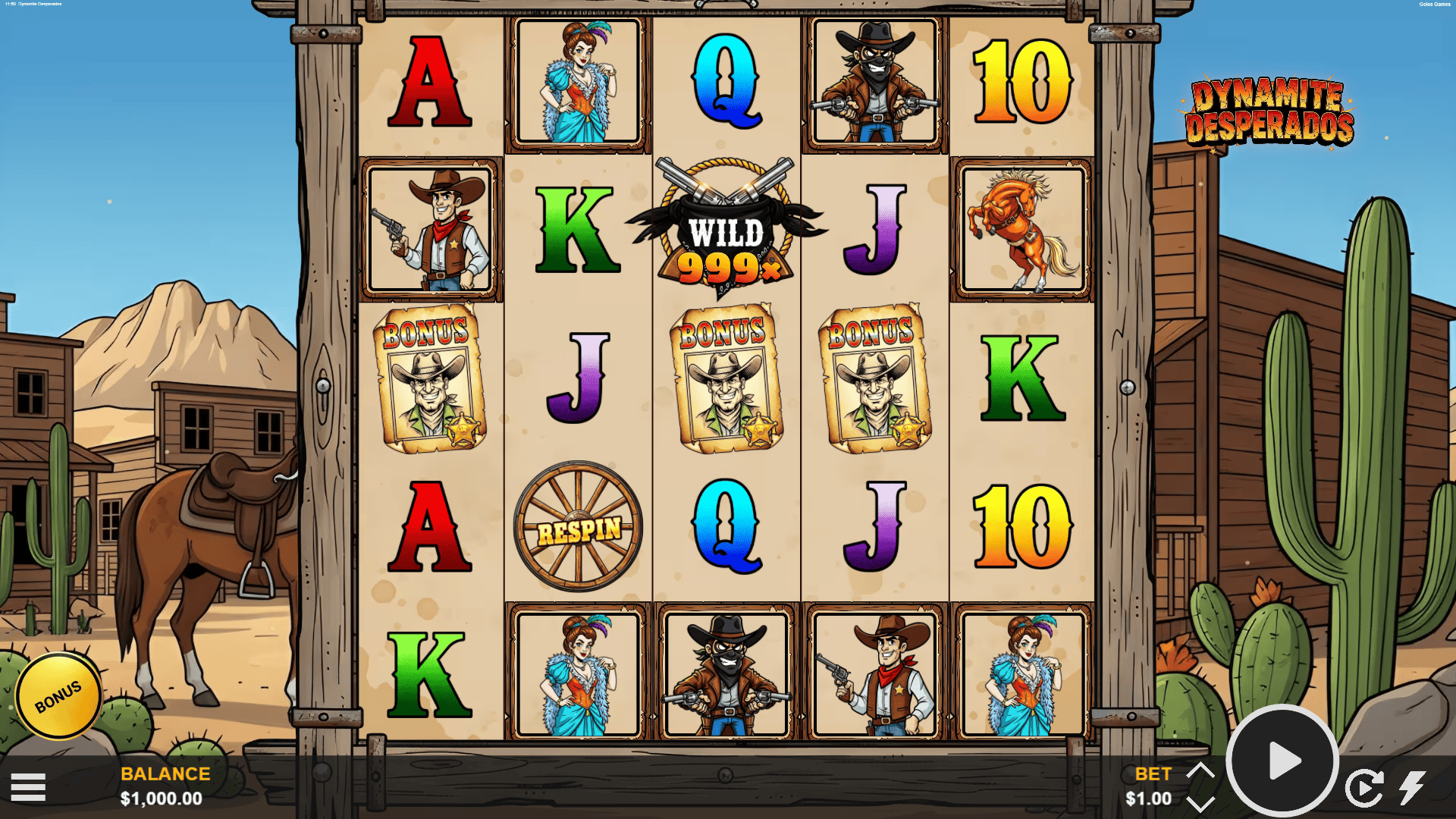 Dynamite Desperados slot gameplay reels