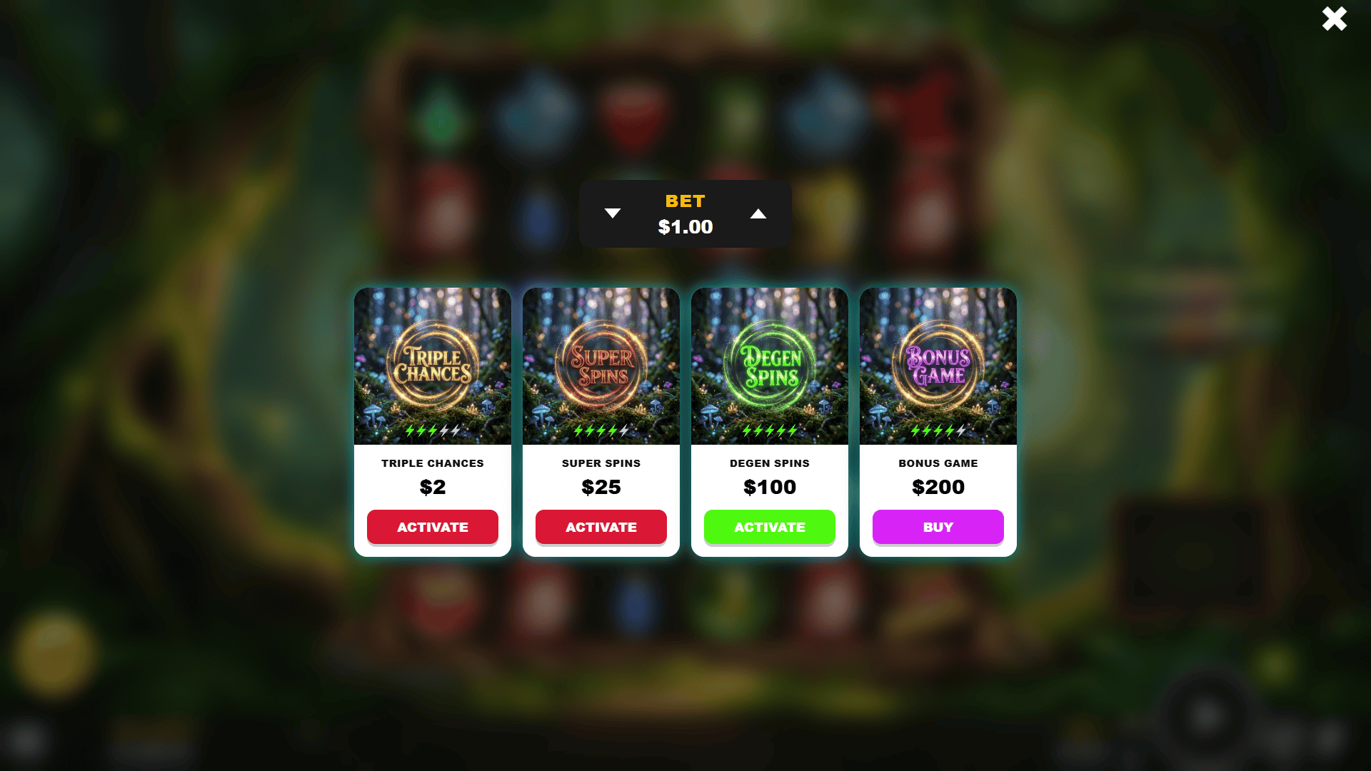 Groove Guardians bonus buy menu