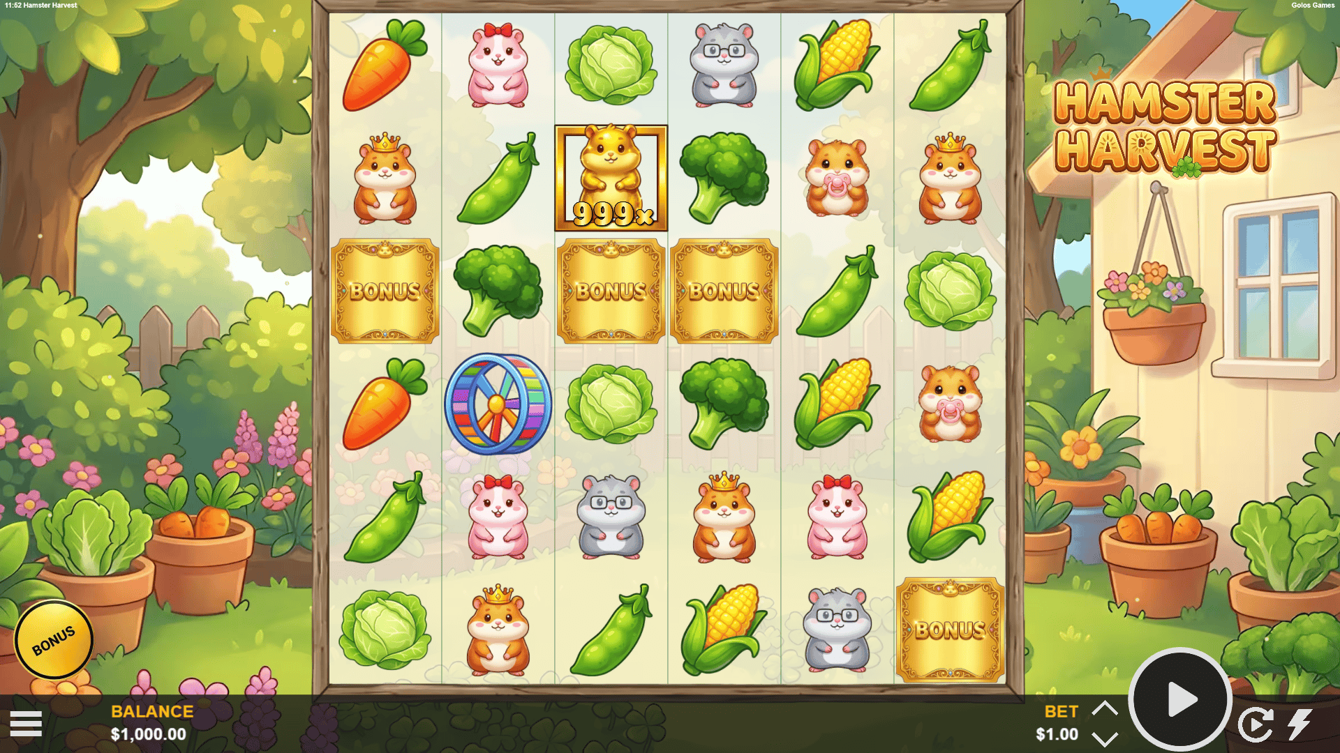 Hamster Harvest slot gameplay reels