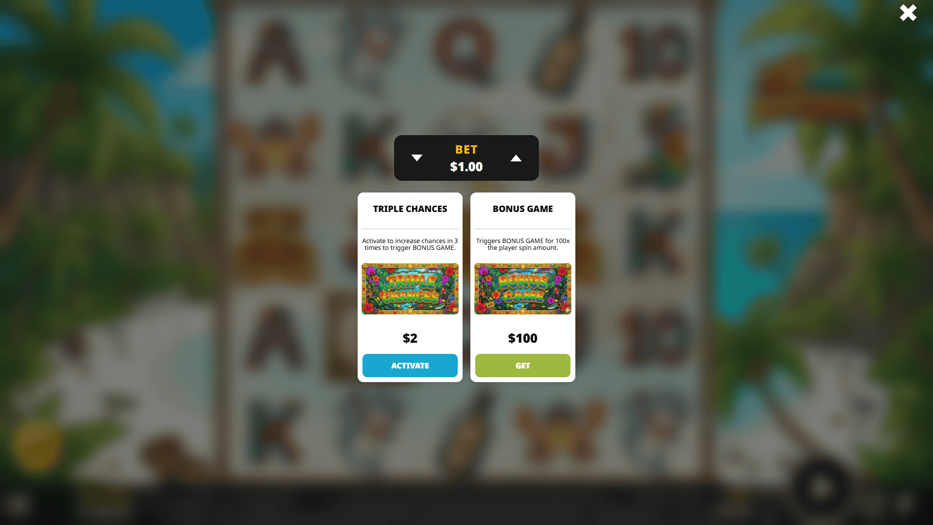 Island Bonanza bonus buy menu
