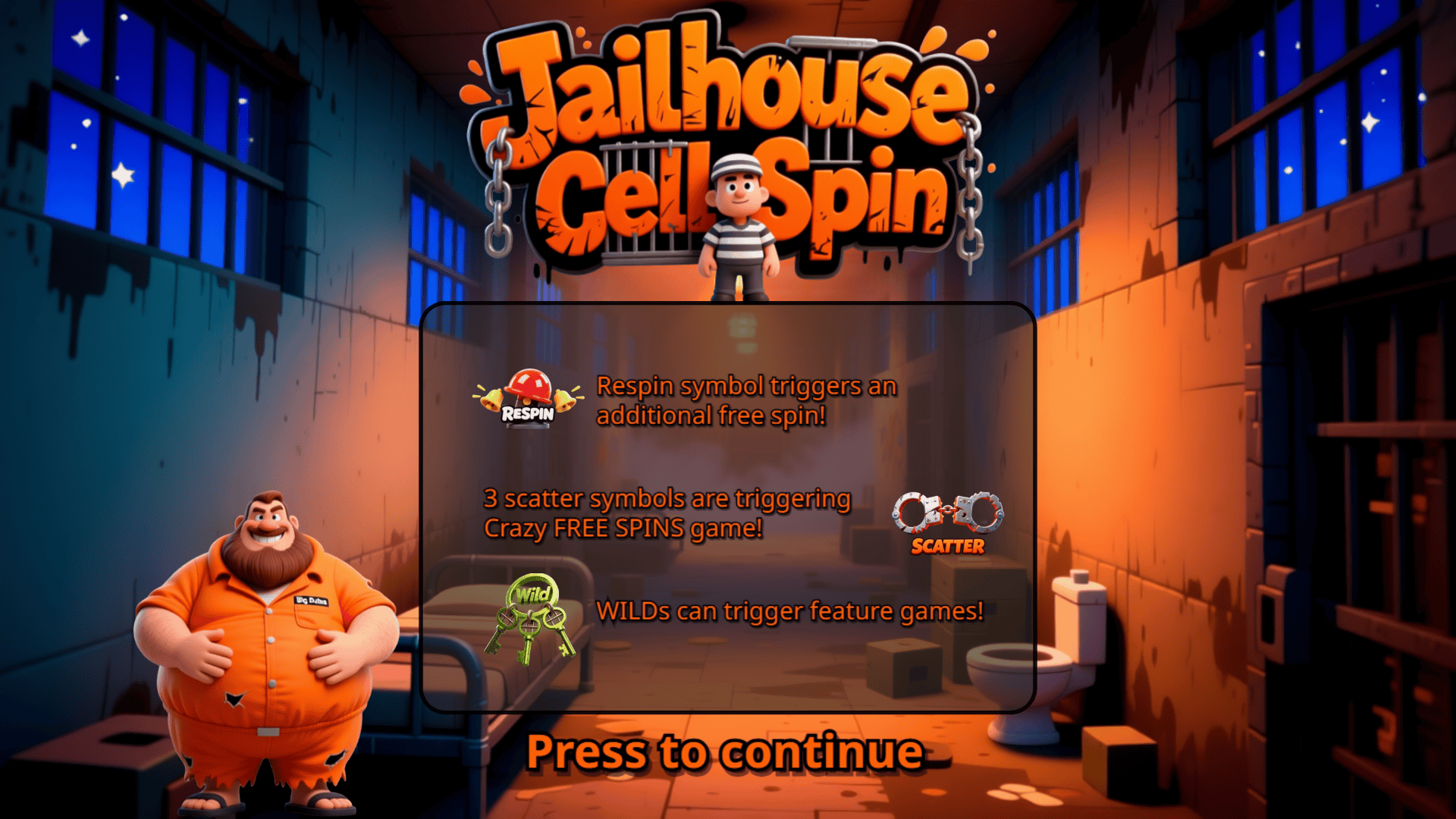 Jailhouse Cell Spin slot intro screen