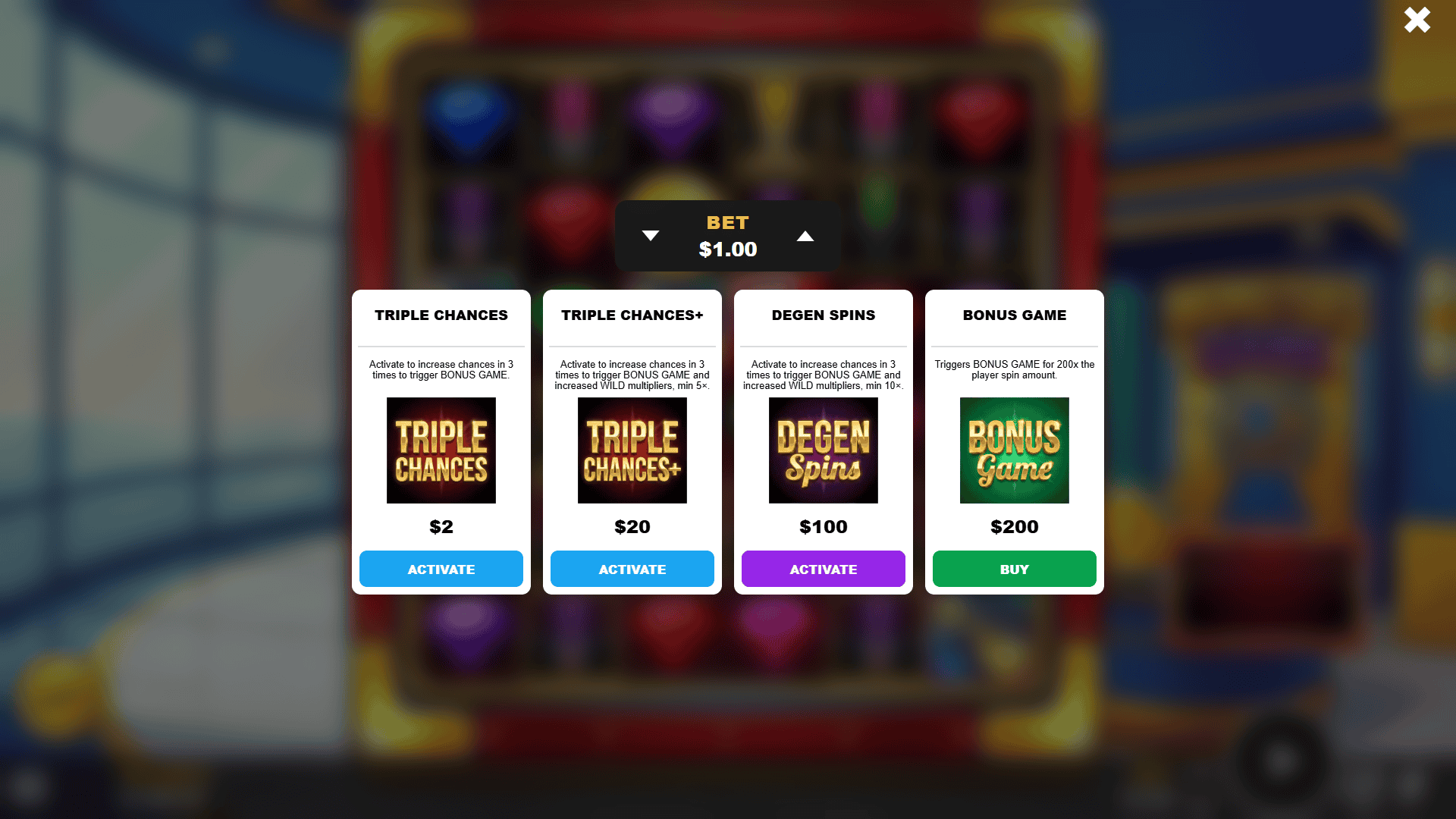 Monsters Bank bonus buy menu