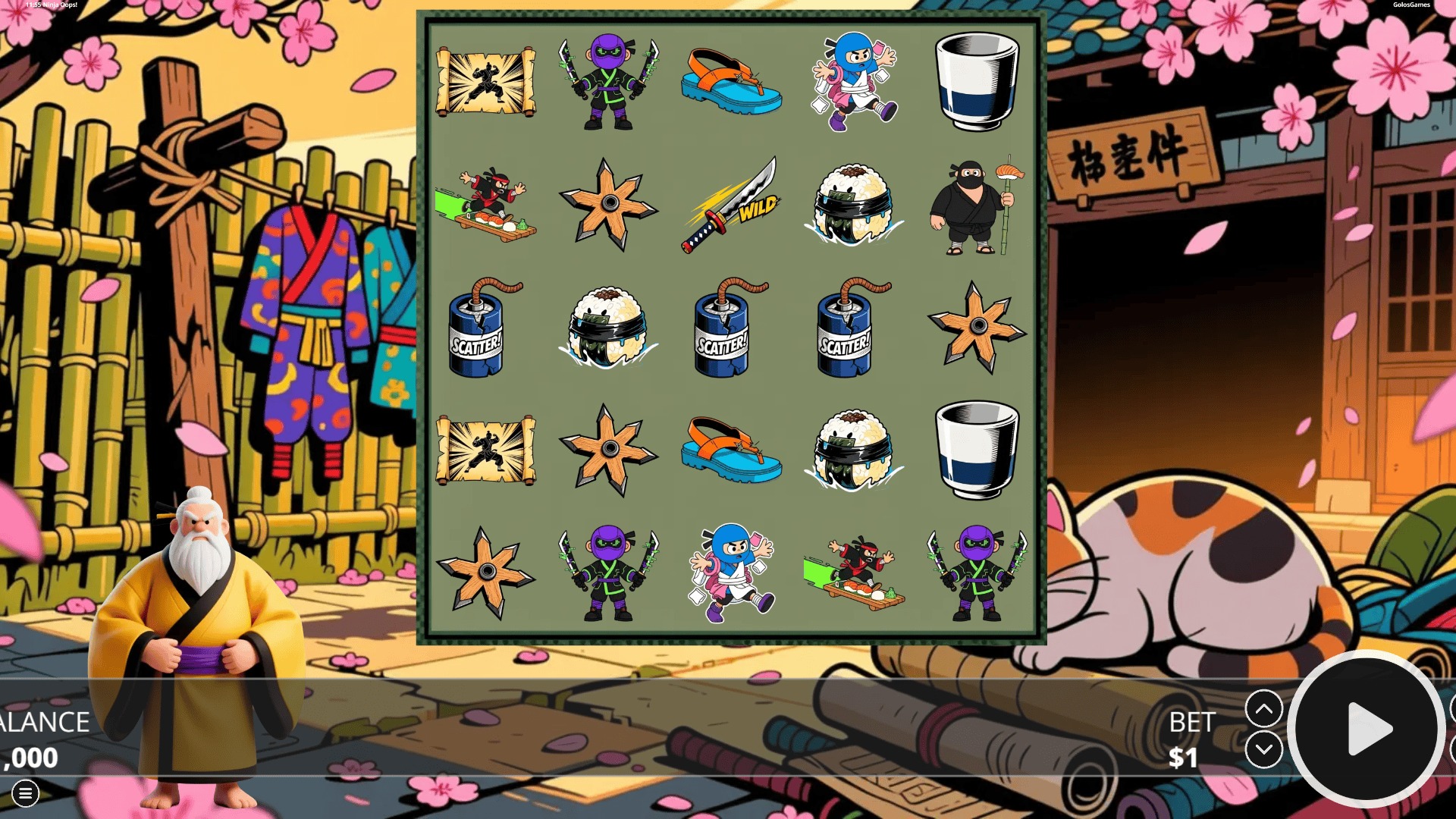 Ninja Oops slot gameplay reels