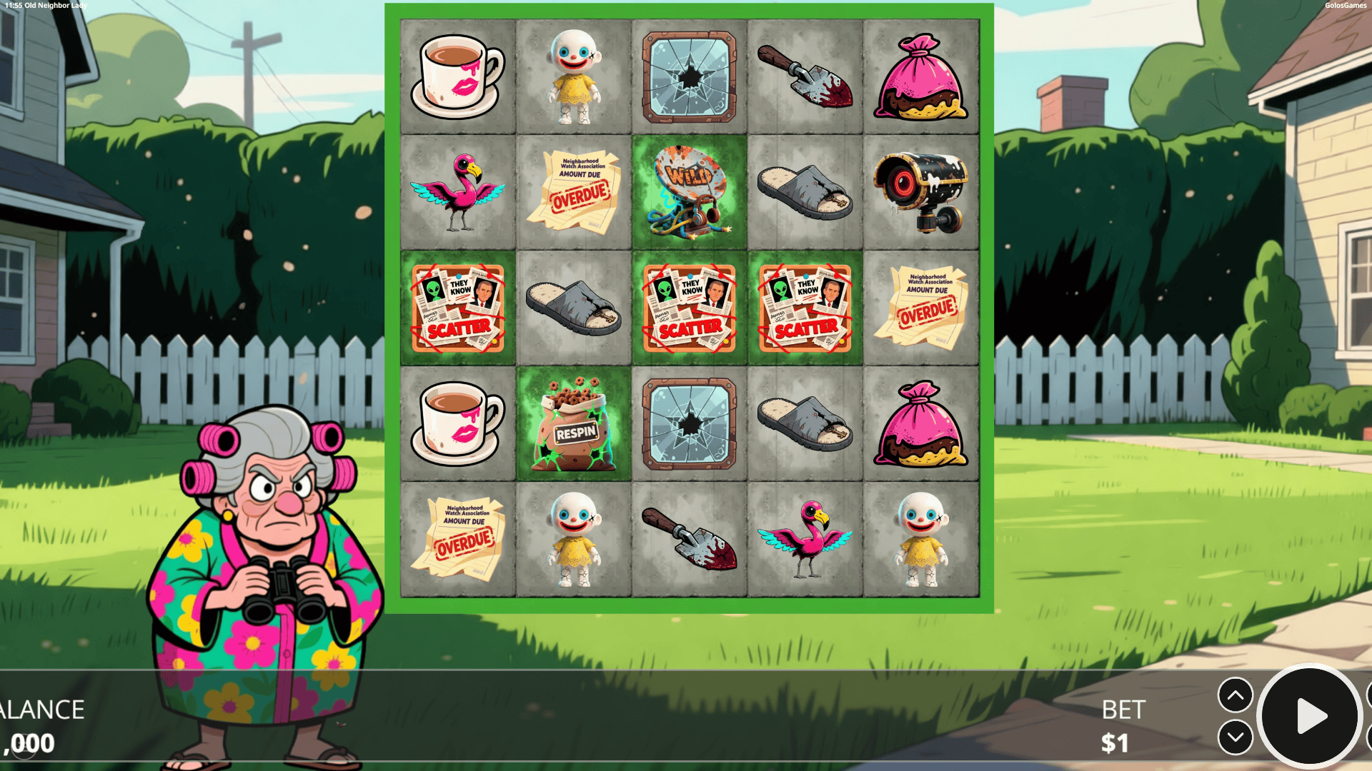 Old Neighbor Lady slot gameplay reels