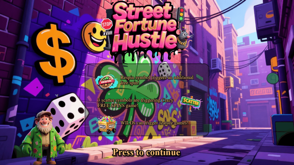 Golosgames street fortune hustle intro screen